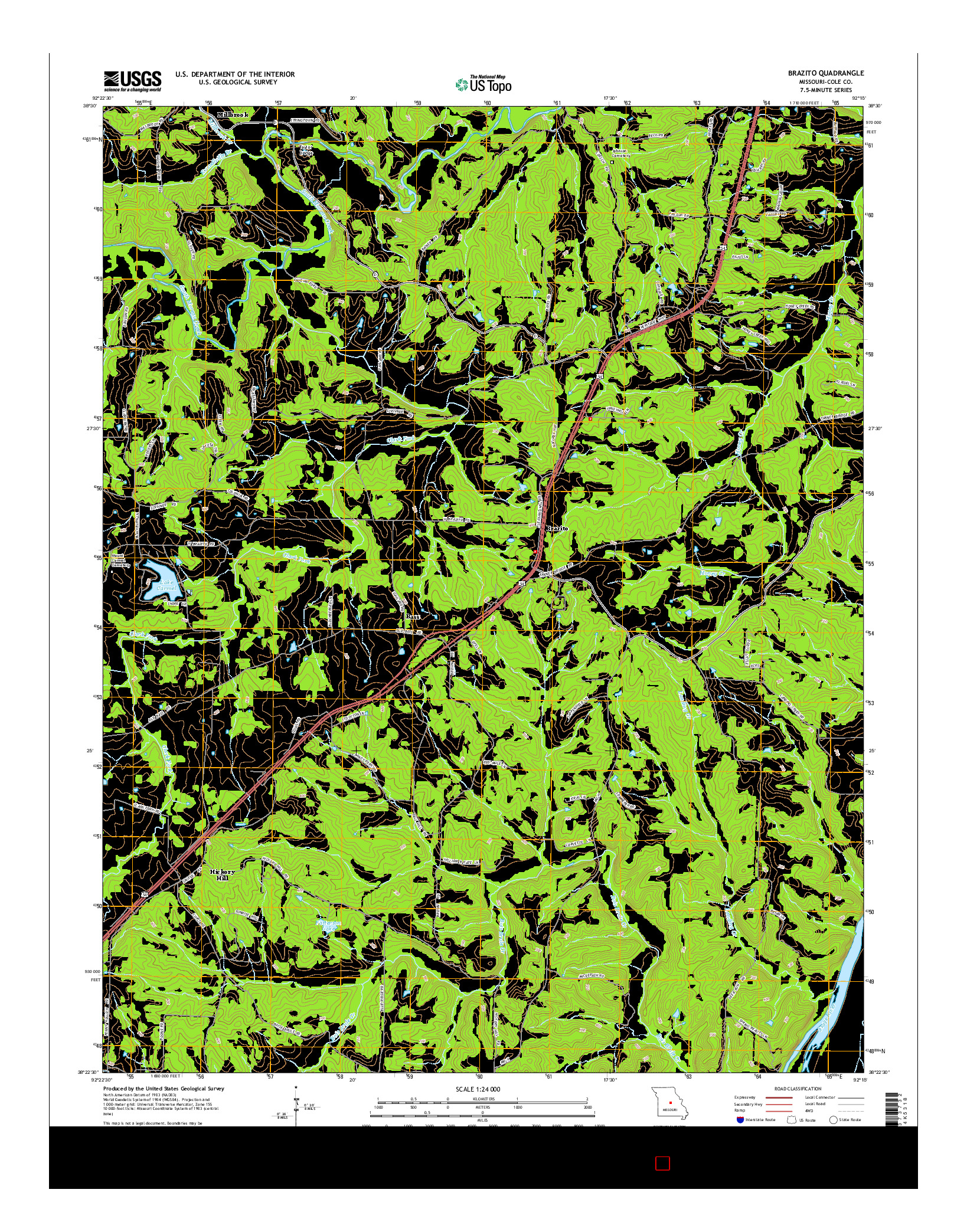 USGS US TOPO 7.5-MINUTE MAP FOR BRAZITO, MO 2015