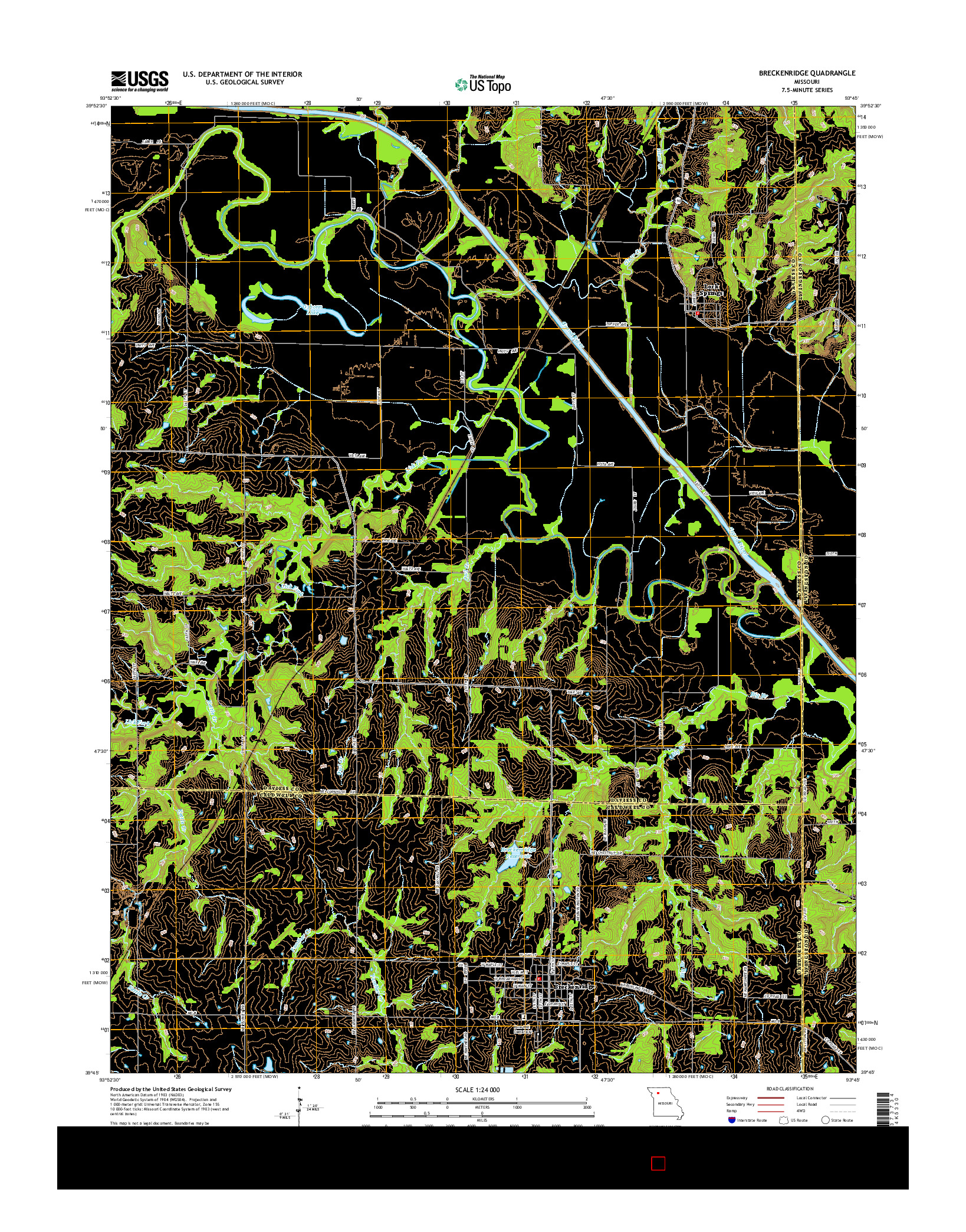 USGS US TOPO 7.5-MINUTE MAP FOR BRECKENRIDGE, MO 2015