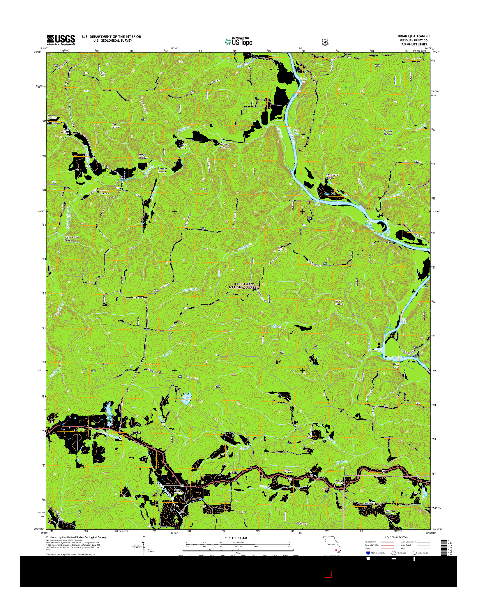 USGS US TOPO 7.5-MINUTE MAP FOR BRIAR, MO 2015