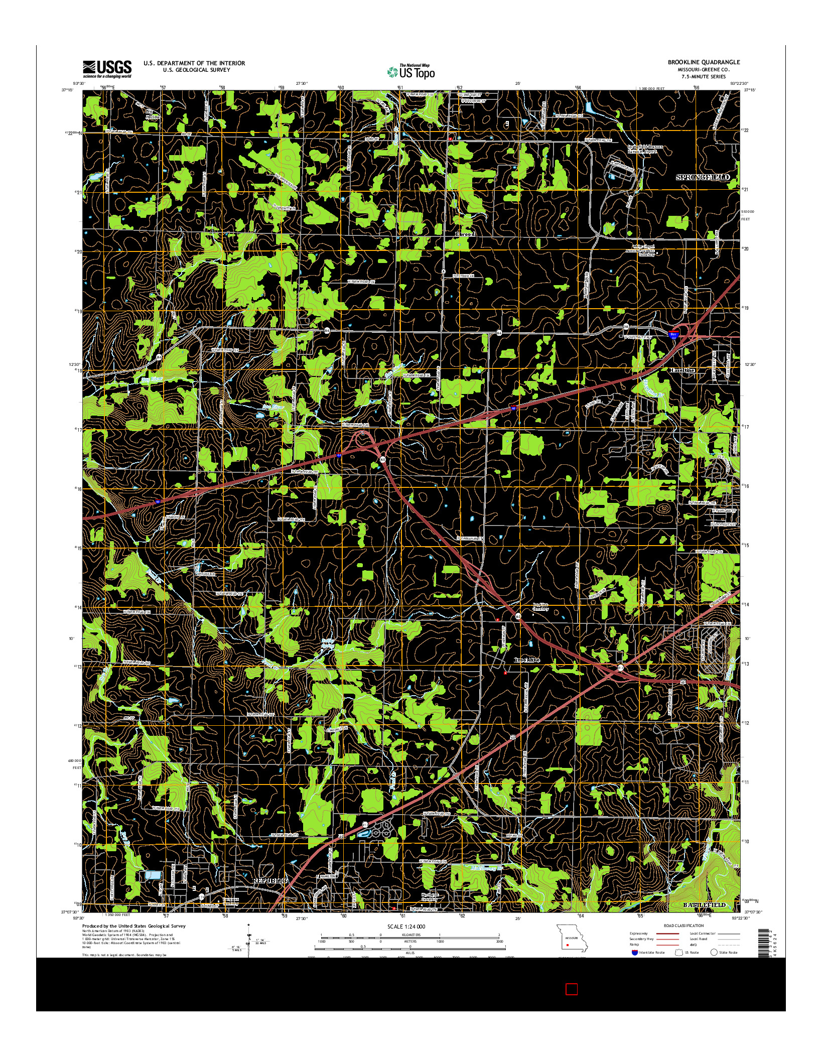 USGS US TOPO 7.5-MINUTE MAP FOR BROOKLINE, MO 2015