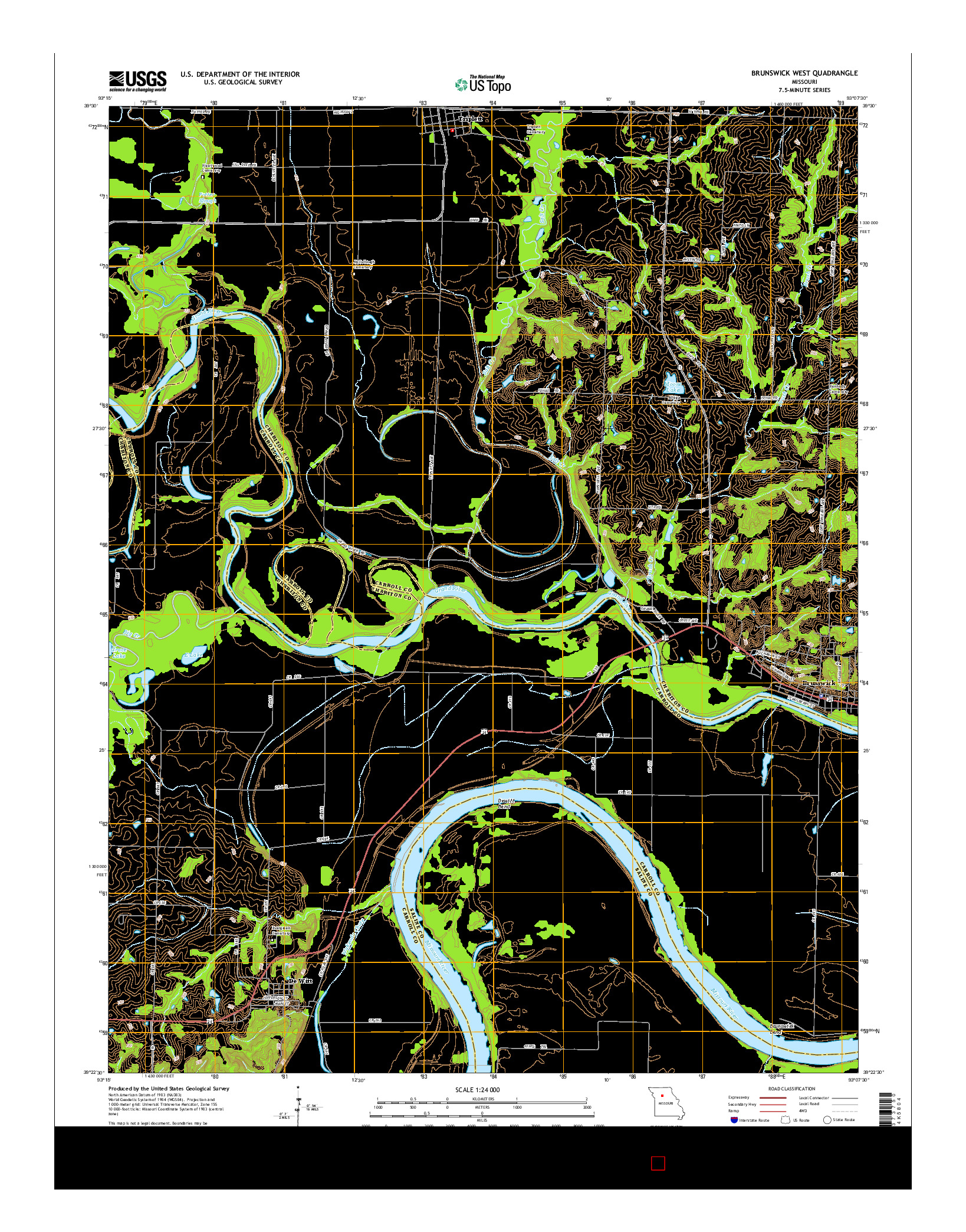 USGS US TOPO 7.5-MINUTE MAP FOR BRUNSWICK WEST, MO 2015