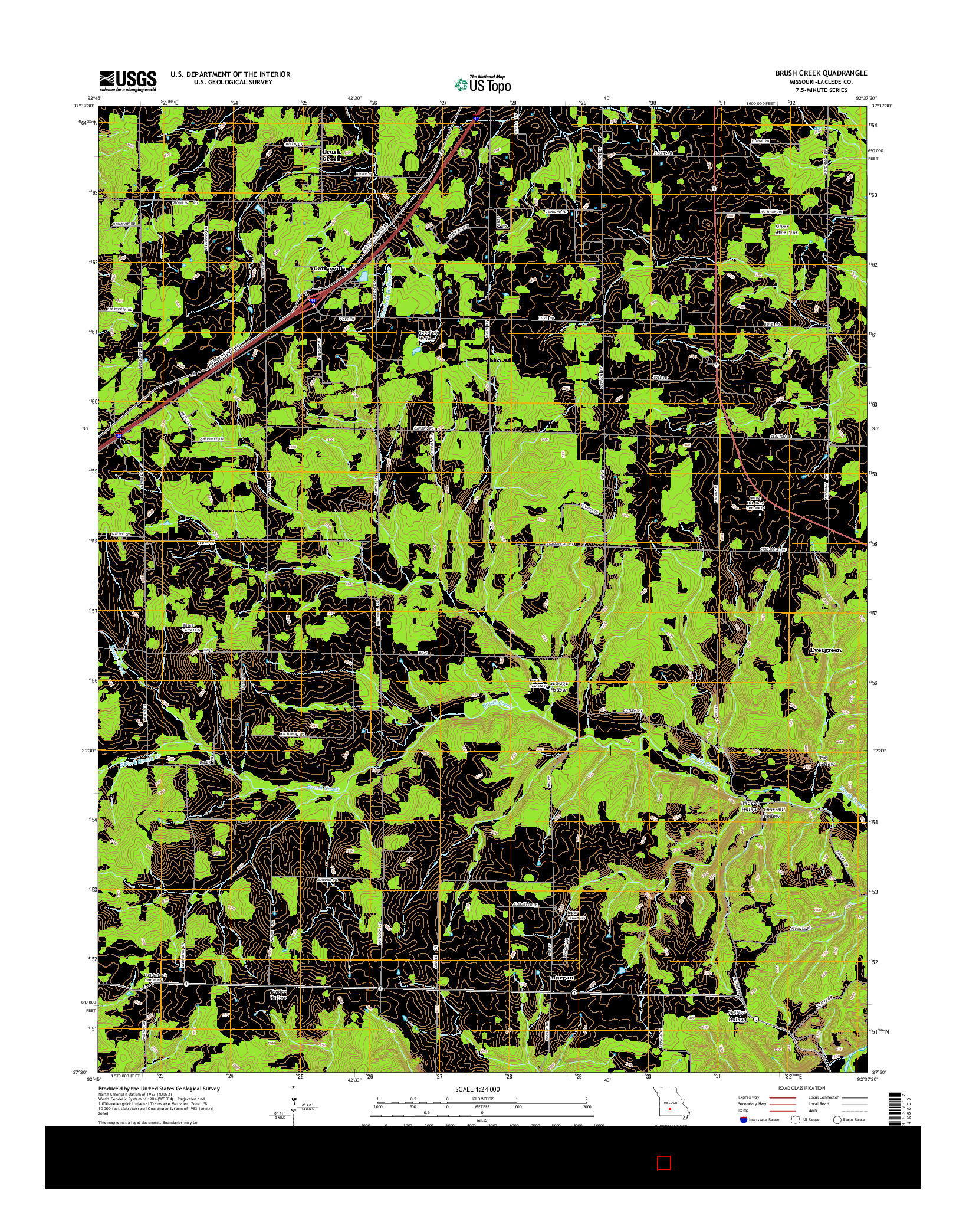 USGS US TOPO 7.5-MINUTE MAP FOR BRUSH CREEK, MO 2015