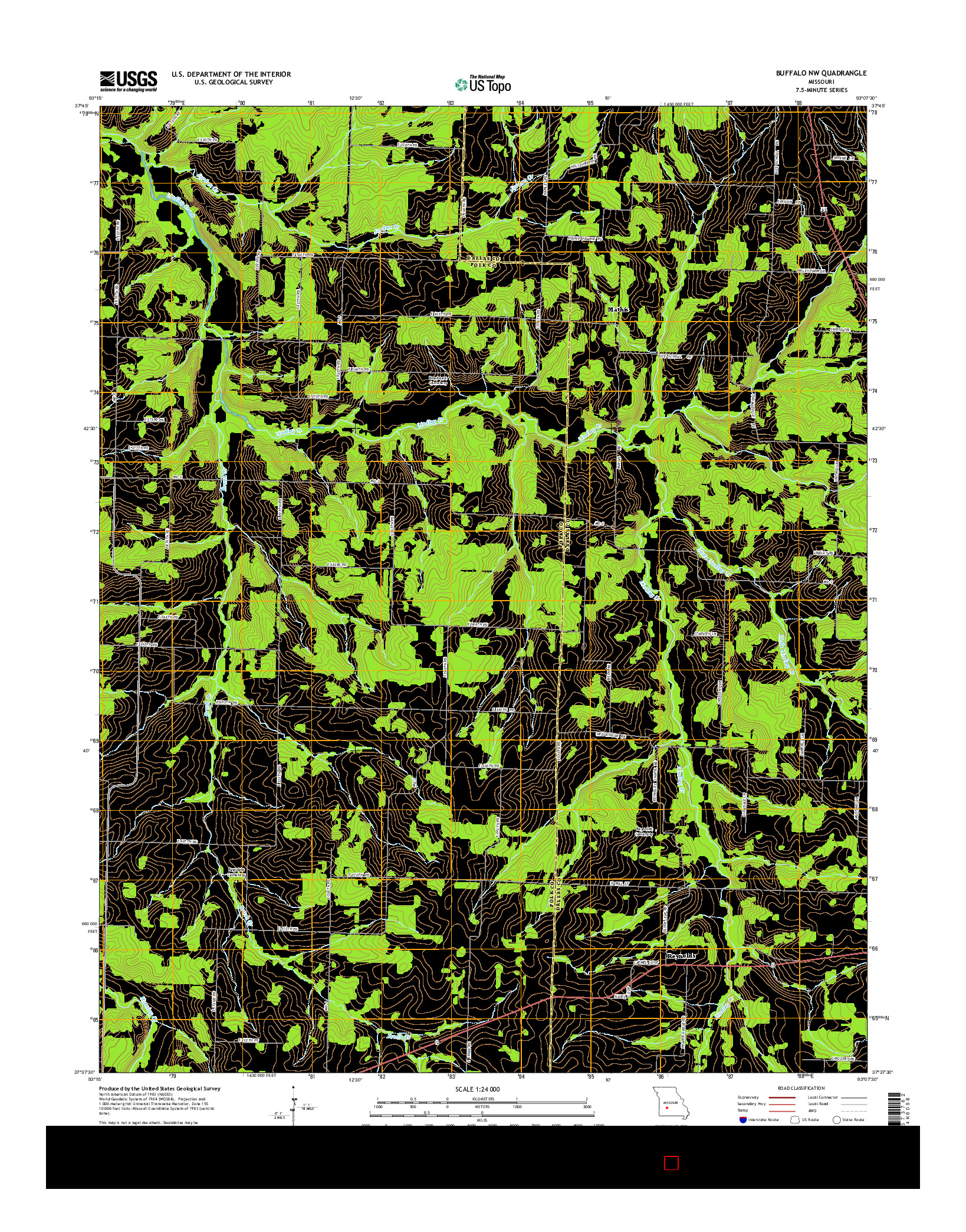 USGS US TOPO 7.5-MINUTE MAP FOR BUFFALO NW, MO 2015