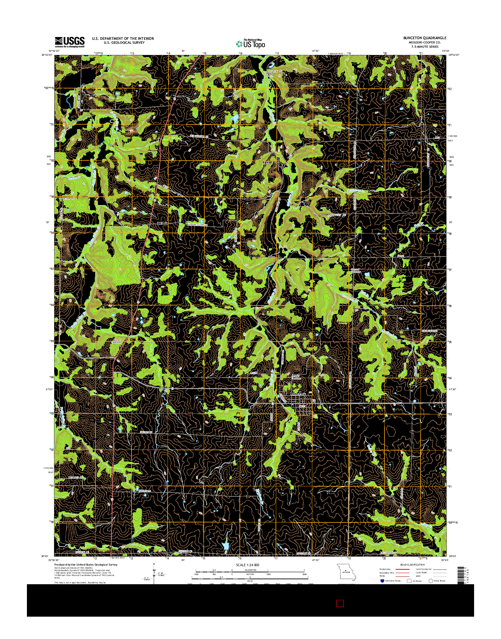 USGS US TOPO 7.5-MINUTE MAP FOR BUNCETON, MO 2015