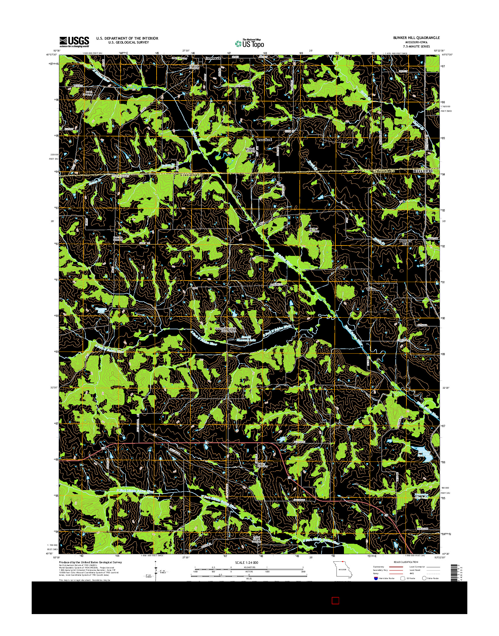 USGS US TOPO 7.5-MINUTE MAP FOR BUNKER HILL, MO-IA 2015