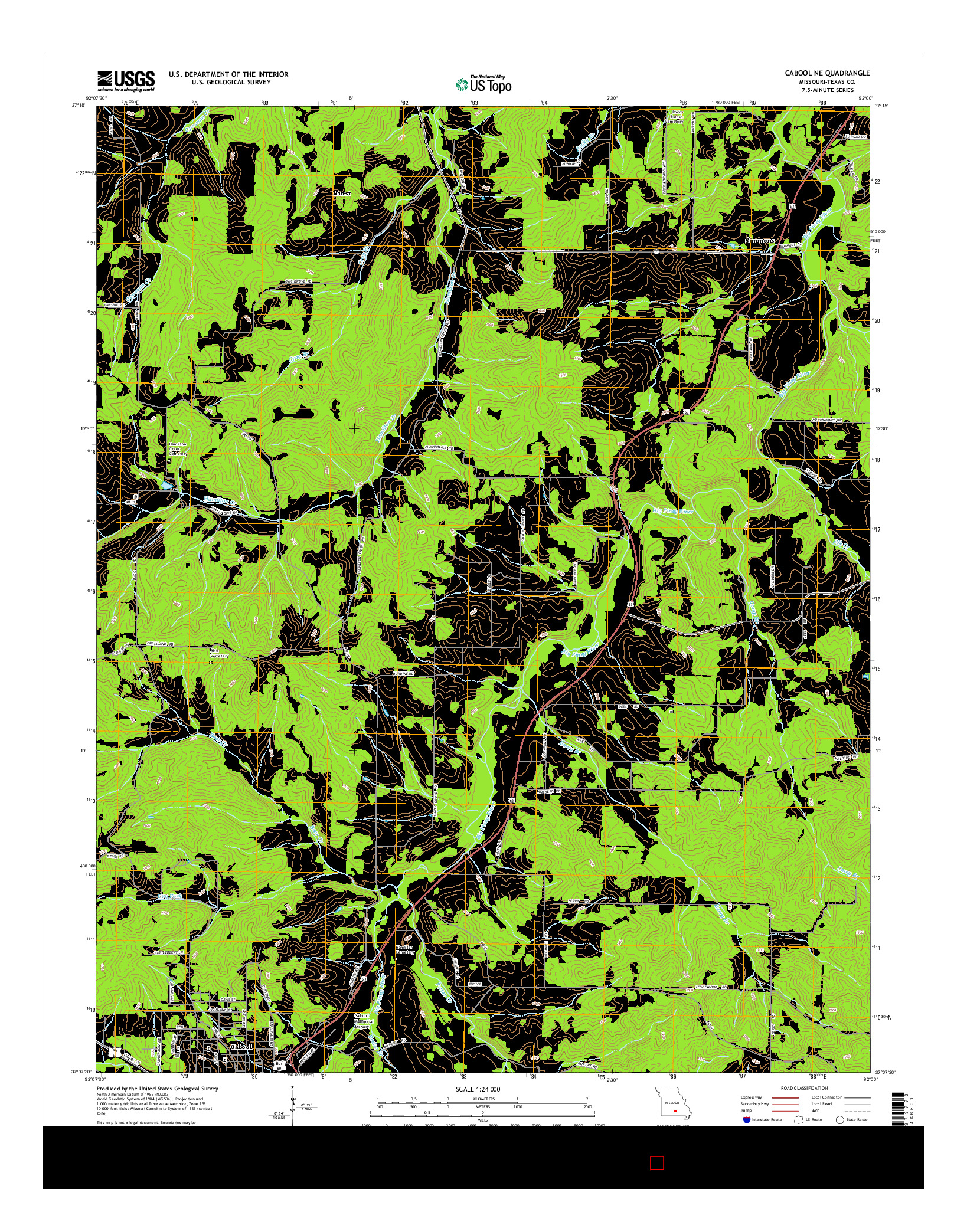 USGS US TOPO 7.5-MINUTE MAP FOR CABOOL NE, MO 2015