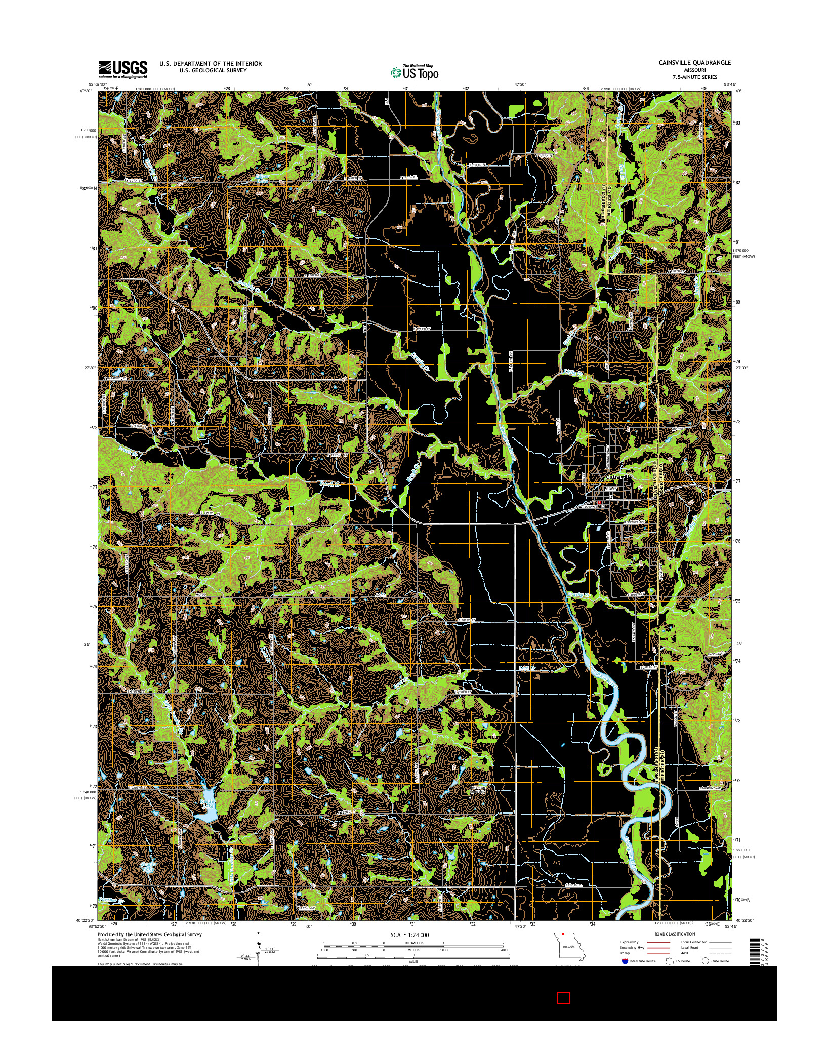 USGS US TOPO 7.5-MINUTE MAP FOR CAINSVILLE, MO 2015