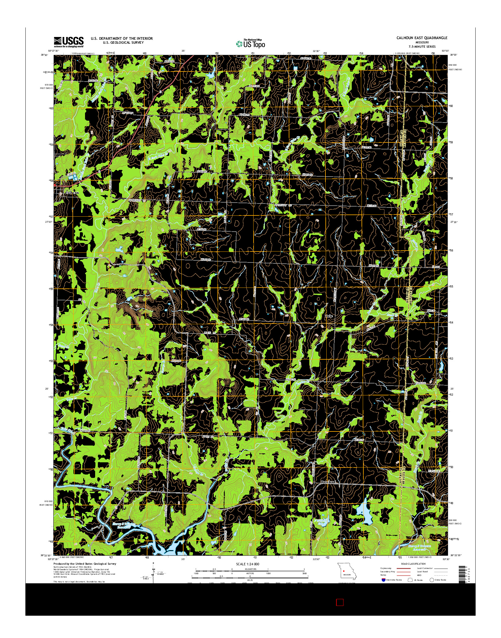 USGS US TOPO 7.5-MINUTE MAP FOR CALHOUN EAST, MO 2015