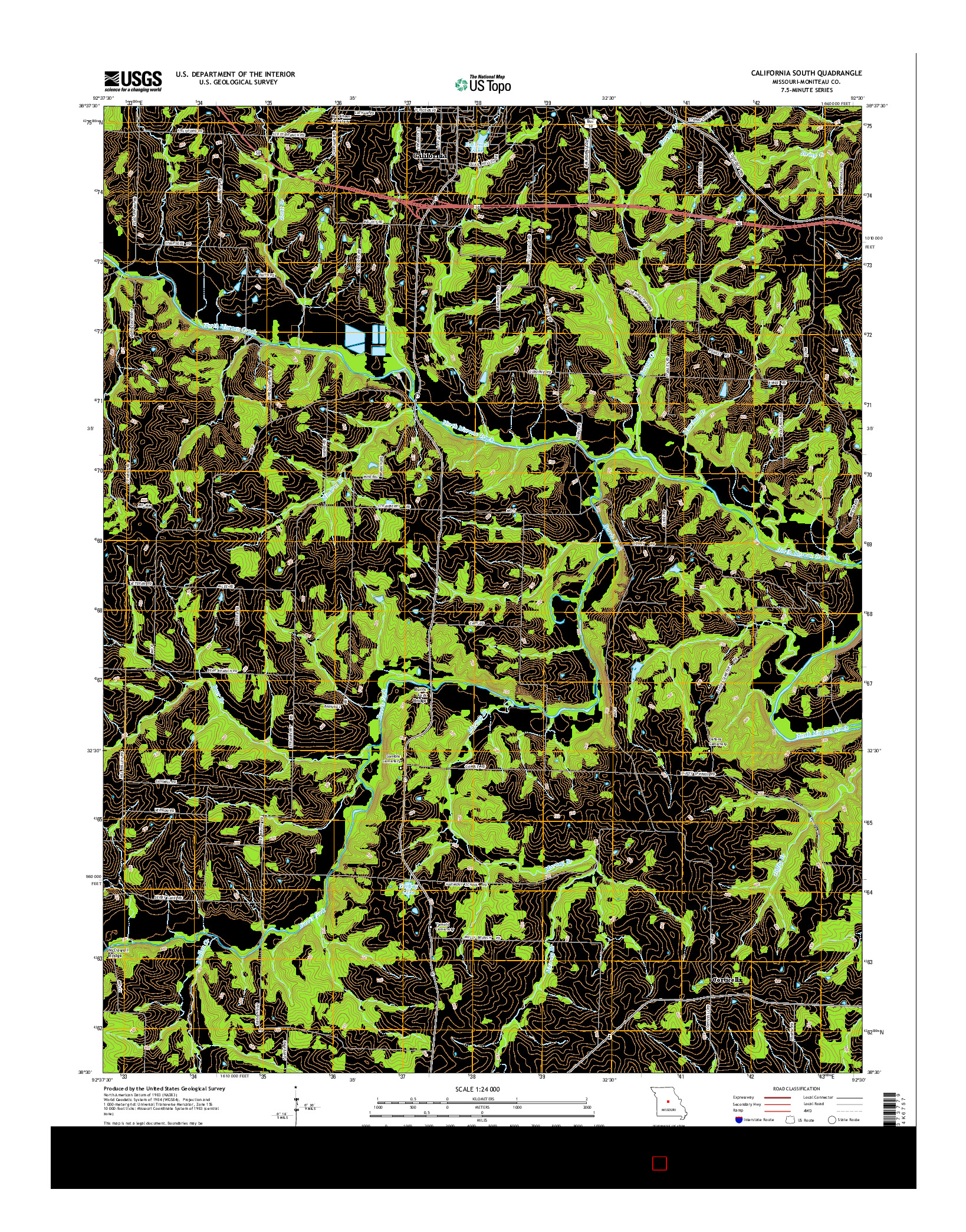 USGS US TOPO 7.5-MINUTE MAP FOR CALIFORNIA SOUTH, MO 2015
