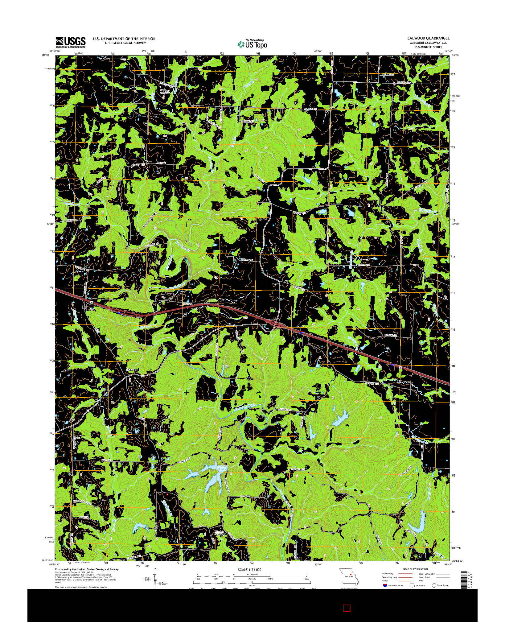 USGS US TOPO 7.5-MINUTE MAP FOR CALWOOD, MO 2015