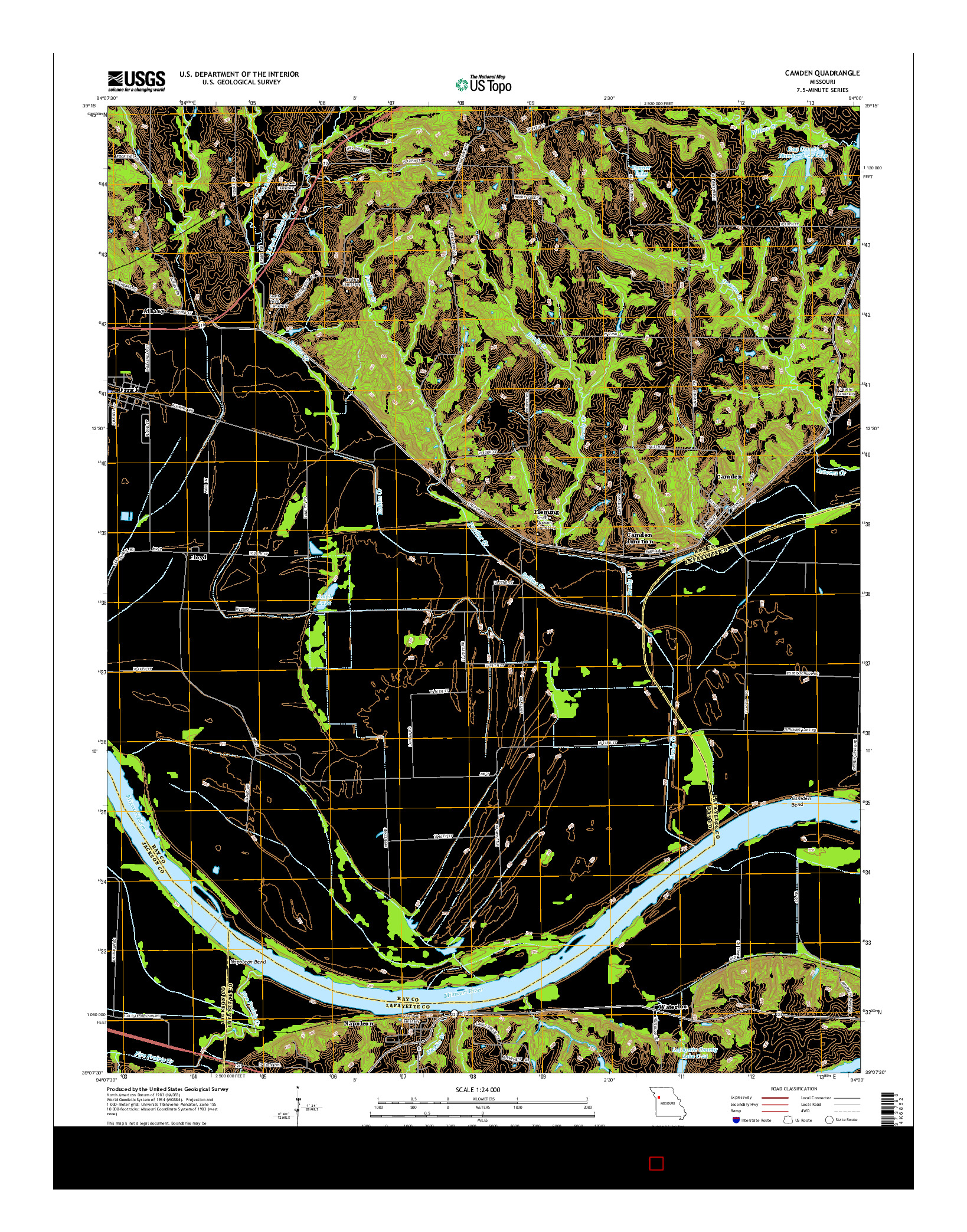 USGS US TOPO 7.5-MINUTE MAP FOR CAMDEN, MO 2015