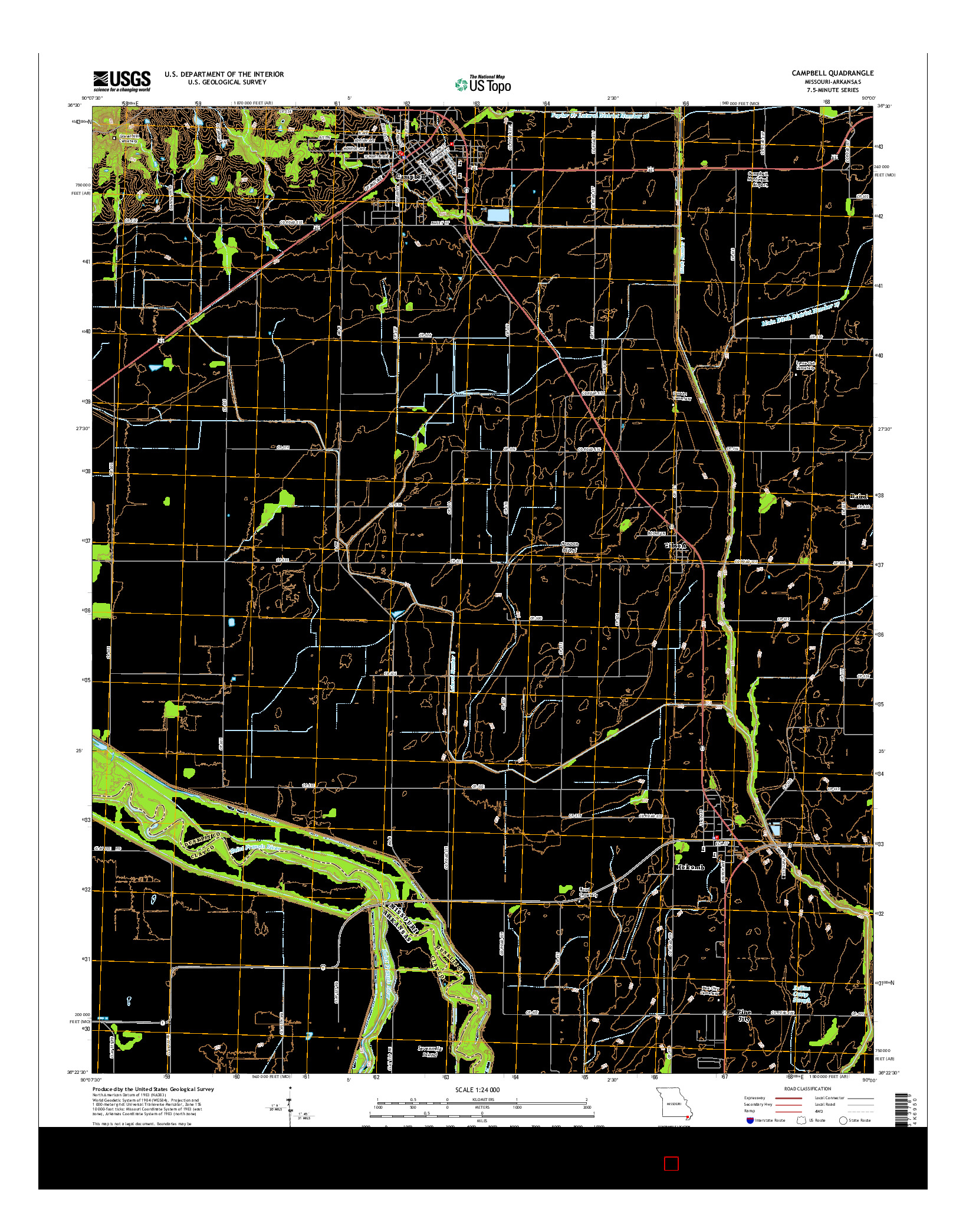 USGS US TOPO 7.5-MINUTE MAP FOR CAMPBELL, MO-AR 2015