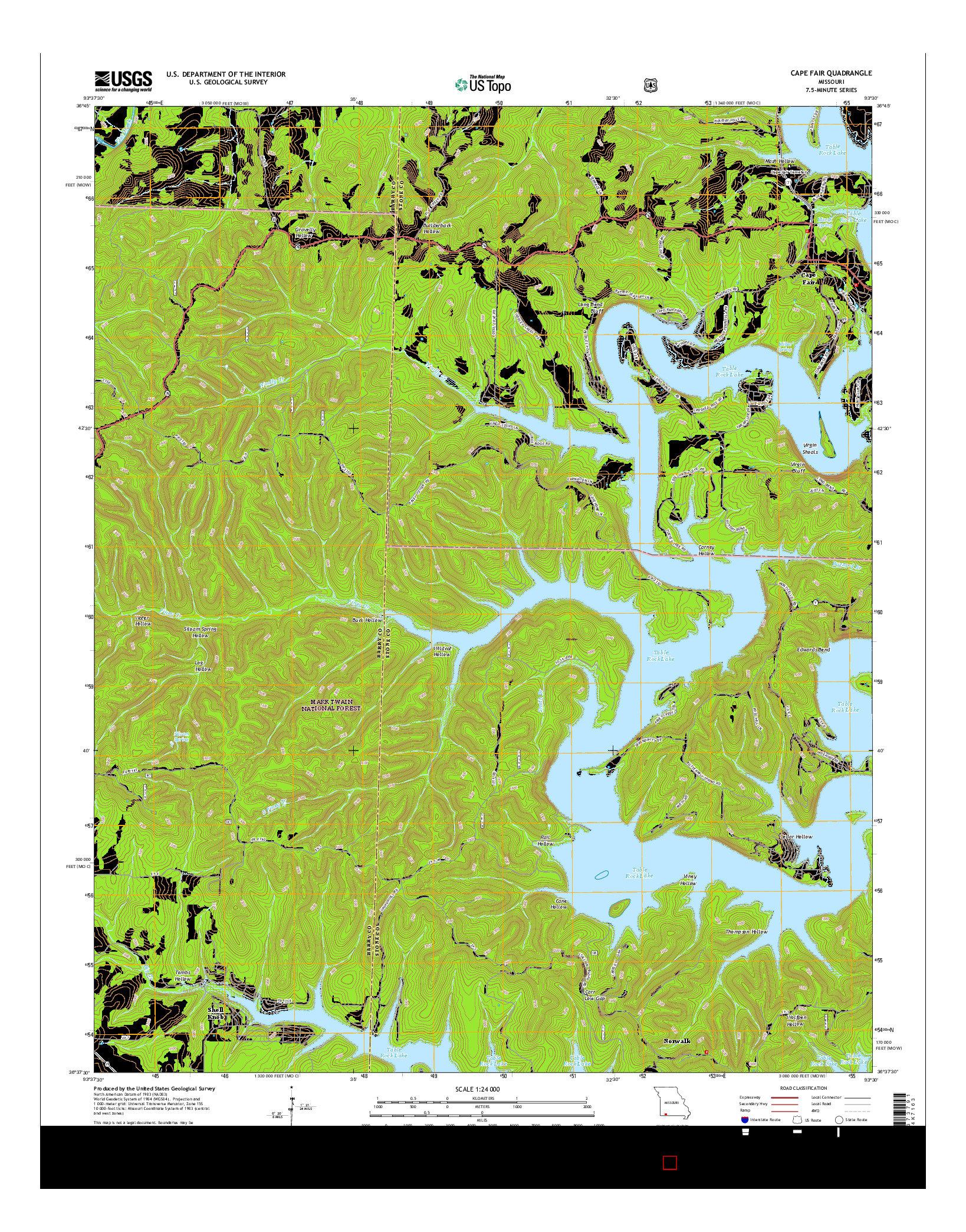 USGS US TOPO 7.5-MINUTE MAP FOR CAPE FAIR, MO 2015