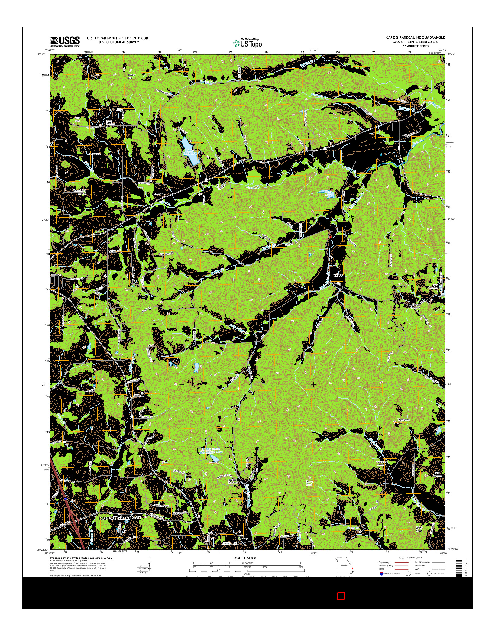 USGS US TOPO 7.5-MINUTE MAP FOR CAPE GIRARDEAU NE, MO 2015