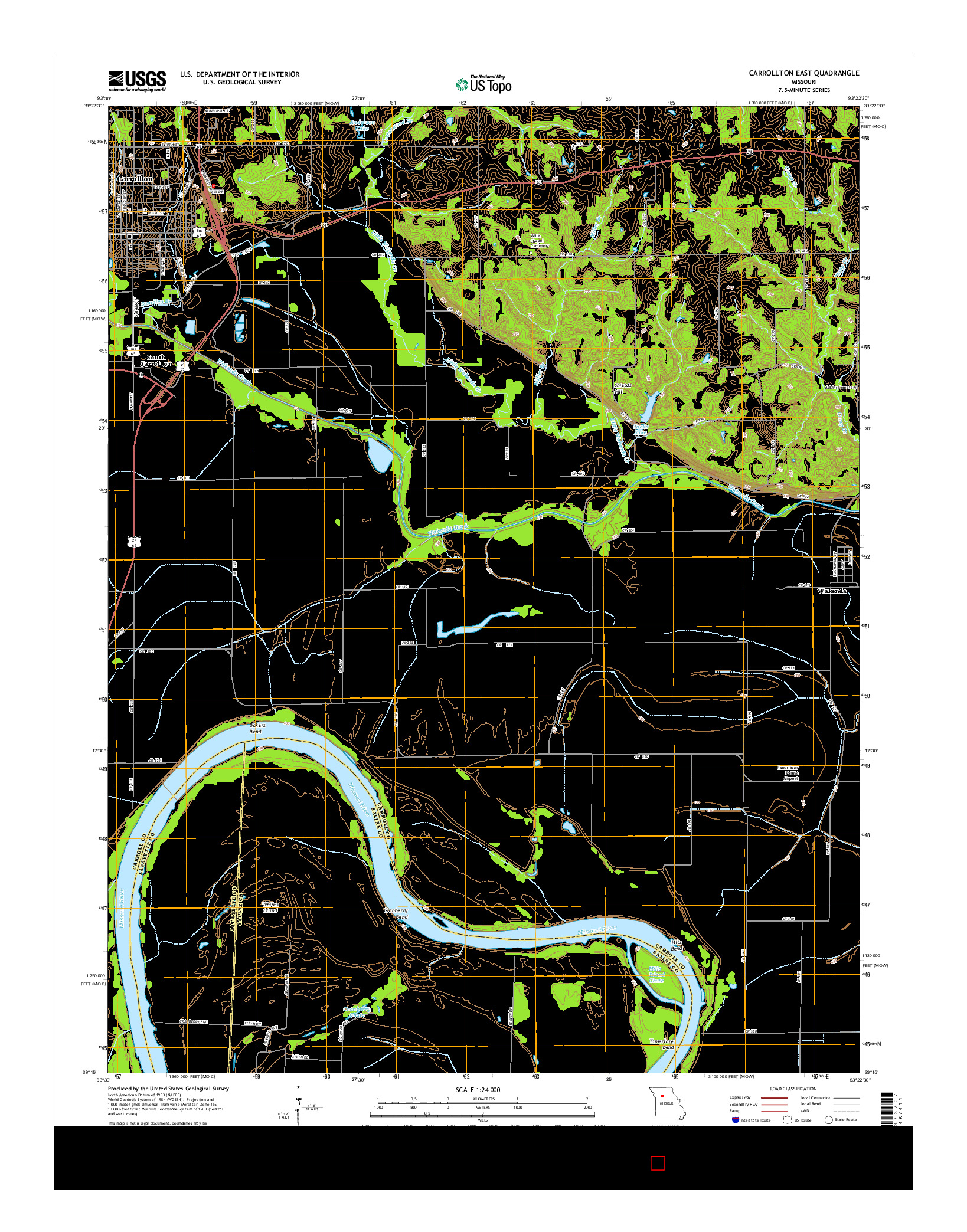 USGS US TOPO 7.5-MINUTE MAP FOR CARROLLTON EAST, MO 2015