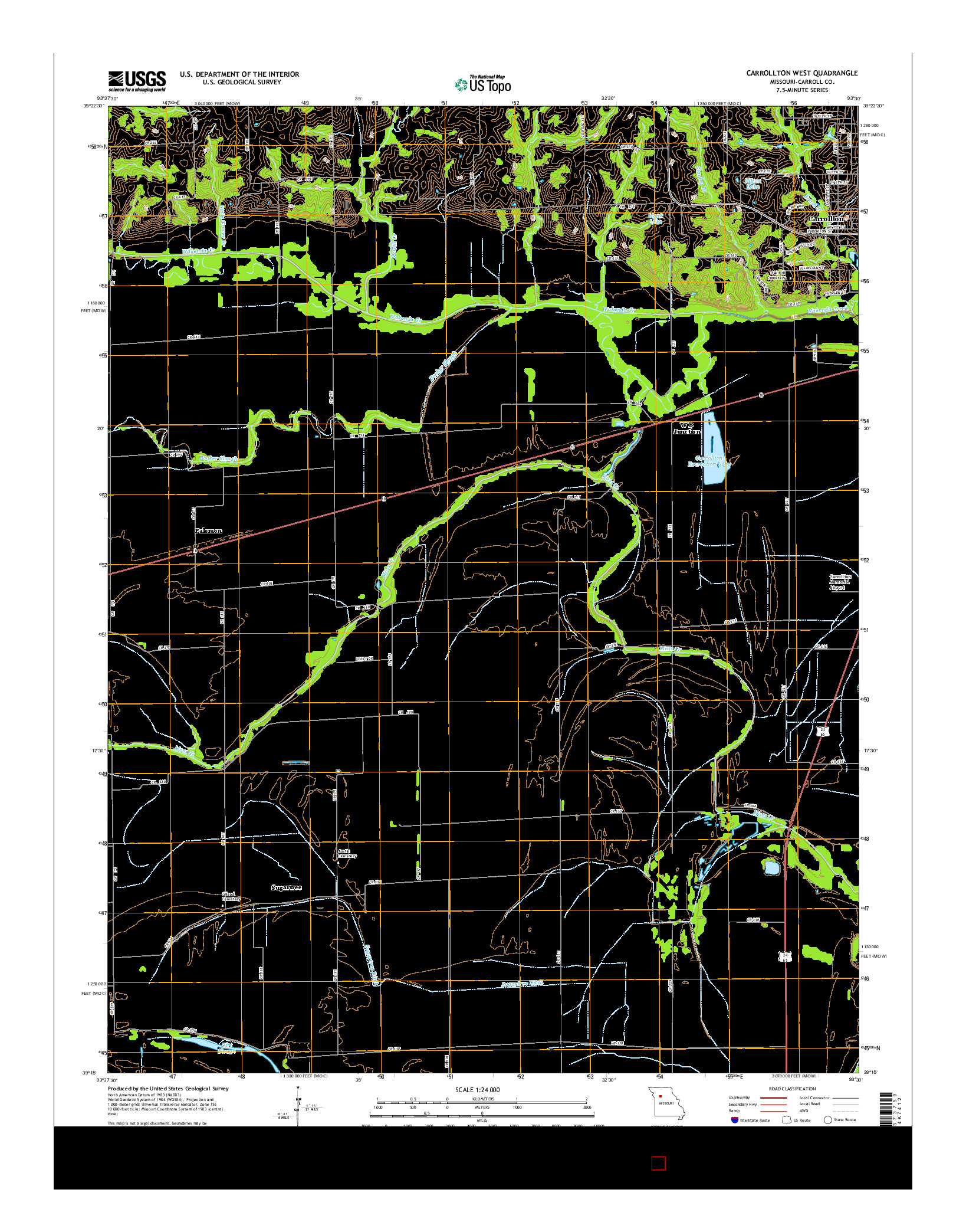 USGS US TOPO 7.5-MINUTE MAP FOR CARROLLTON WEST, MO 2015