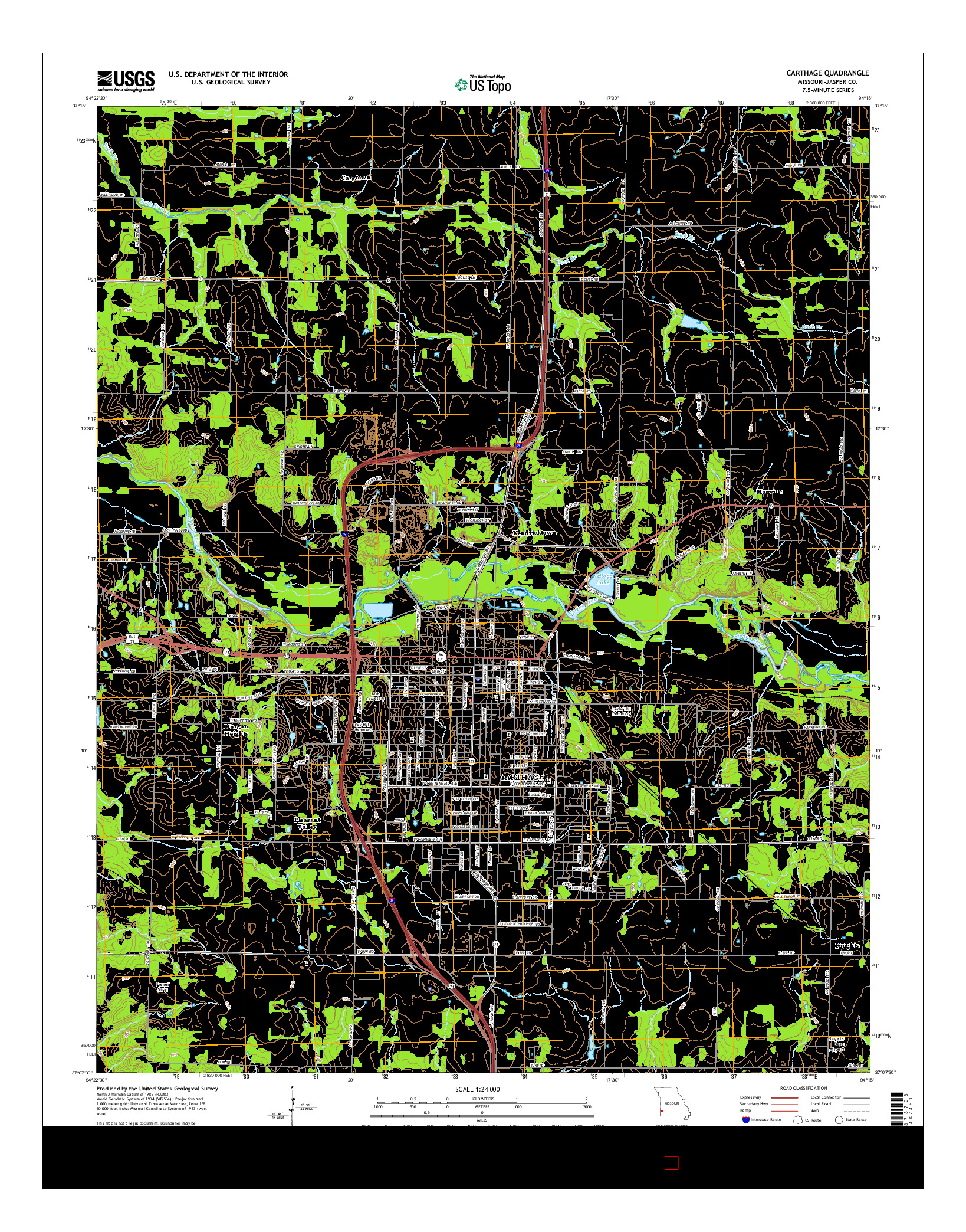 USGS US TOPO 7.5-MINUTE MAP FOR CARTHAGE, MO 2015