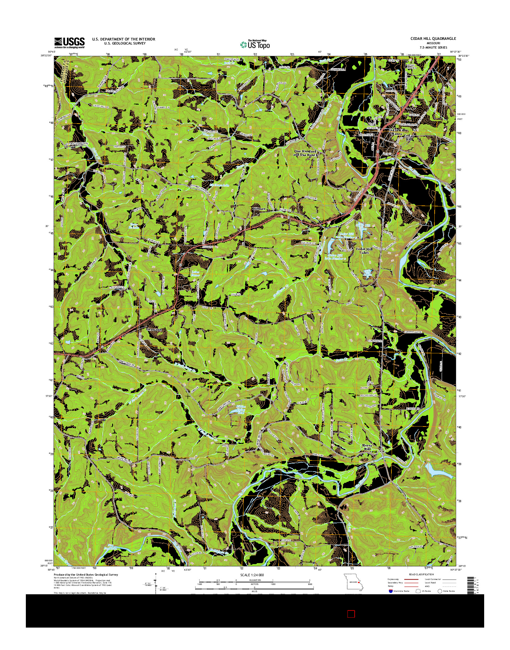 USGS US TOPO 7.5-MINUTE MAP FOR CEDAR HILL, MO 2015