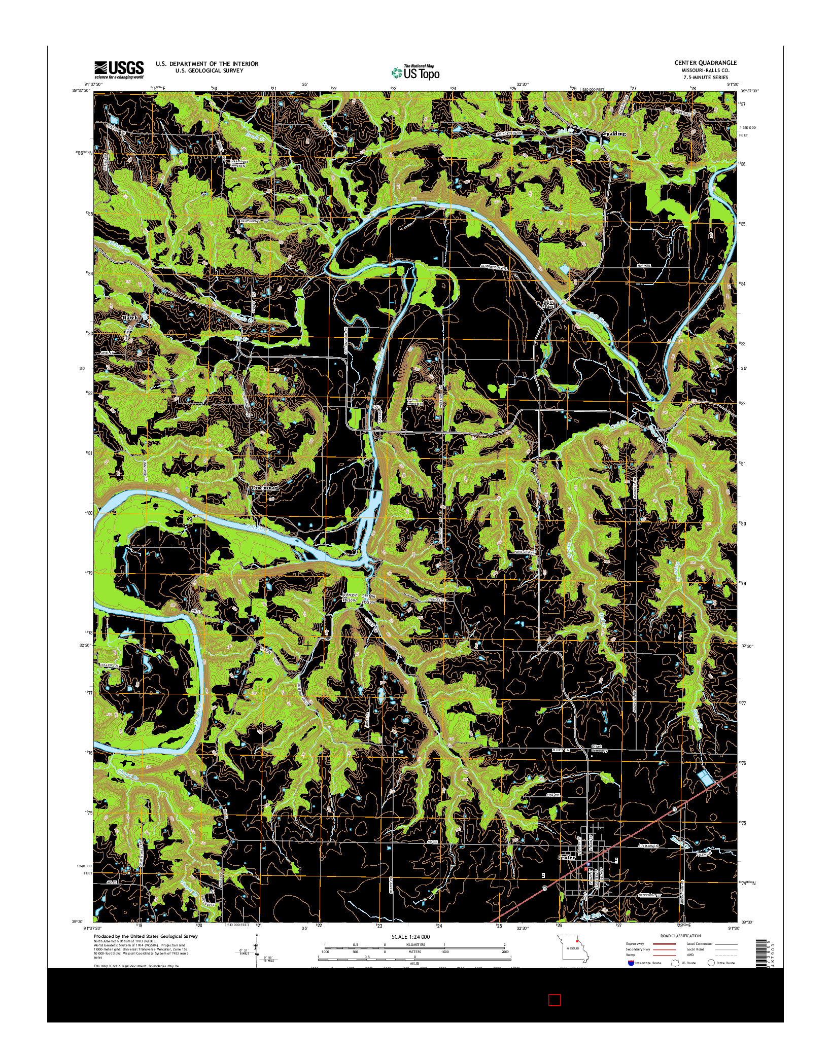 USGS US TOPO 7.5-MINUTE MAP FOR CENTER, MO 2015