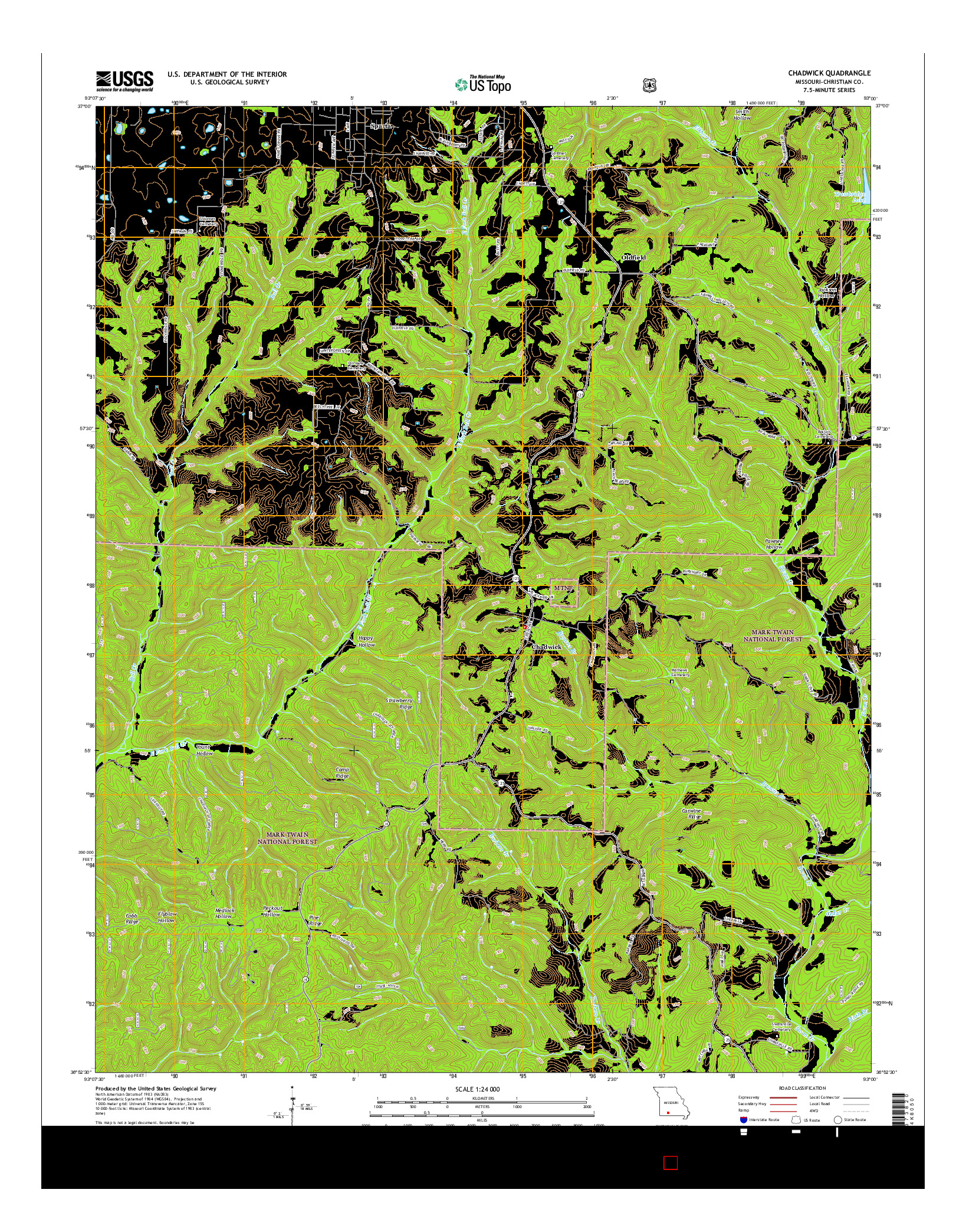 USGS US TOPO 7.5-MINUTE MAP FOR CHADWICK, MO 2015