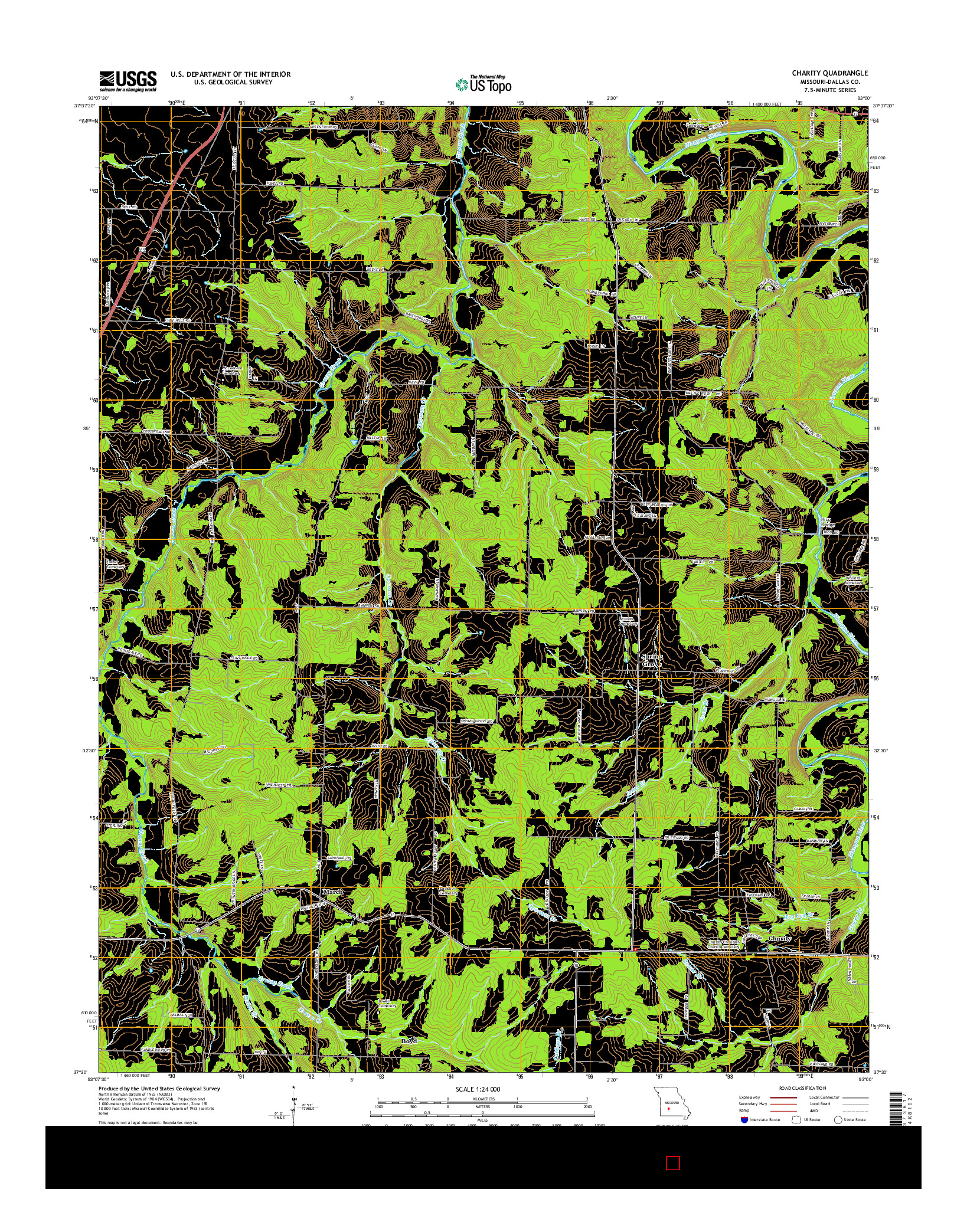 USGS US TOPO 7.5-MINUTE MAP FOR CHARITY, MO 2015