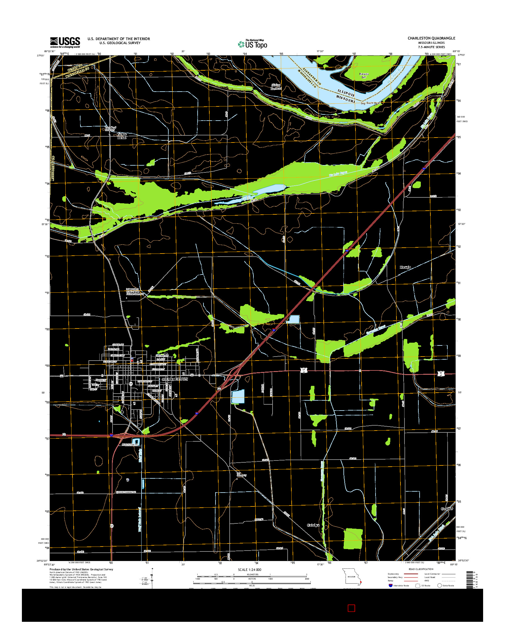 USGS US TOPO 7.5-MINUTE MAP FOR CHARLESTON, MO-IL 2015