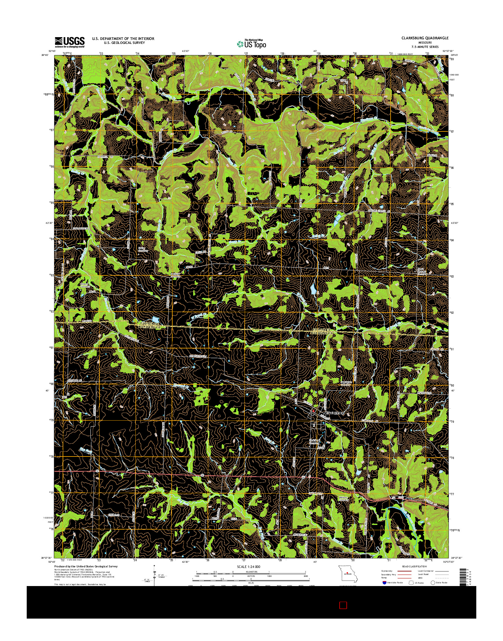 USGS US TOPO 7.5-MINUTE MAP FOR CLARKSBURG, MO 2015