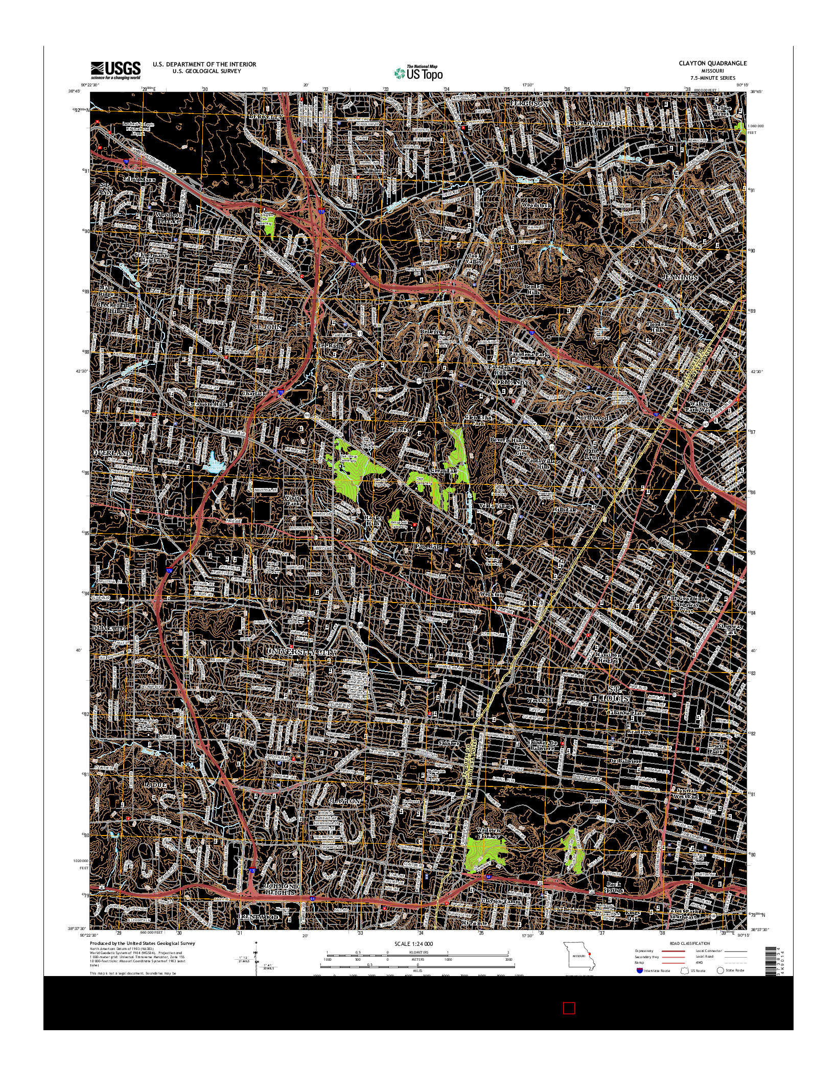 USGS US TOPO 7.5-MINUTE MAP FOR CLAYTON, MO 2015