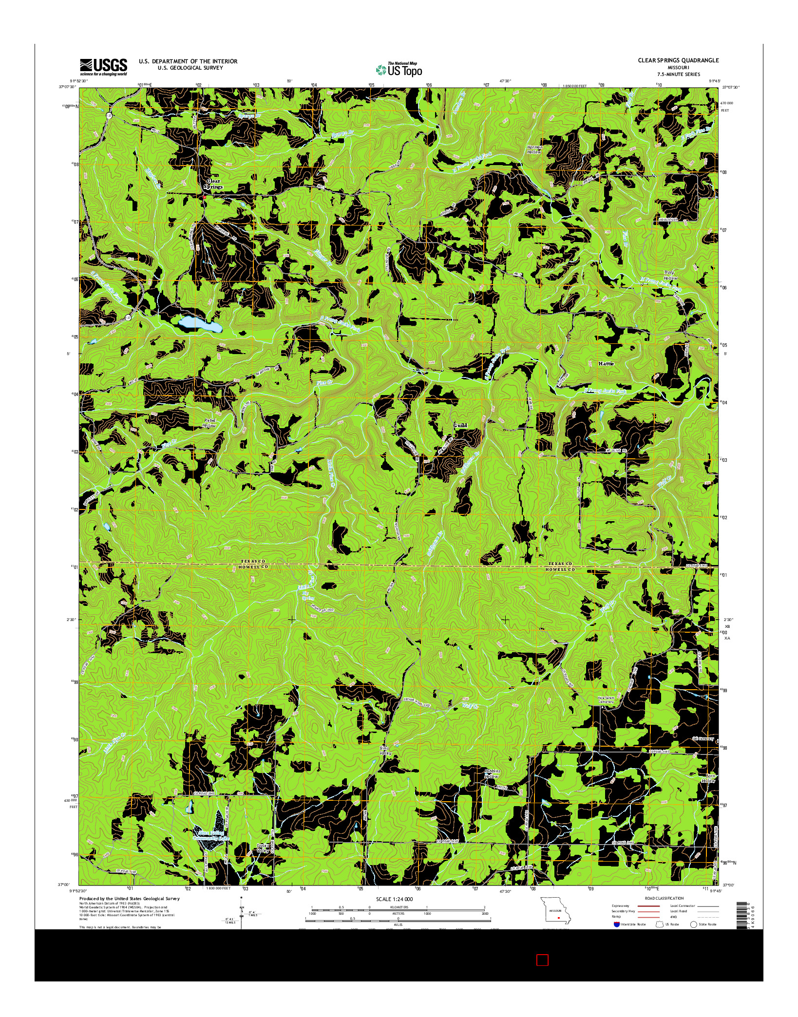 USGS US TOPO 7.5-MINUTE MAP FOR CLEAR SPRINGS, MO 2015