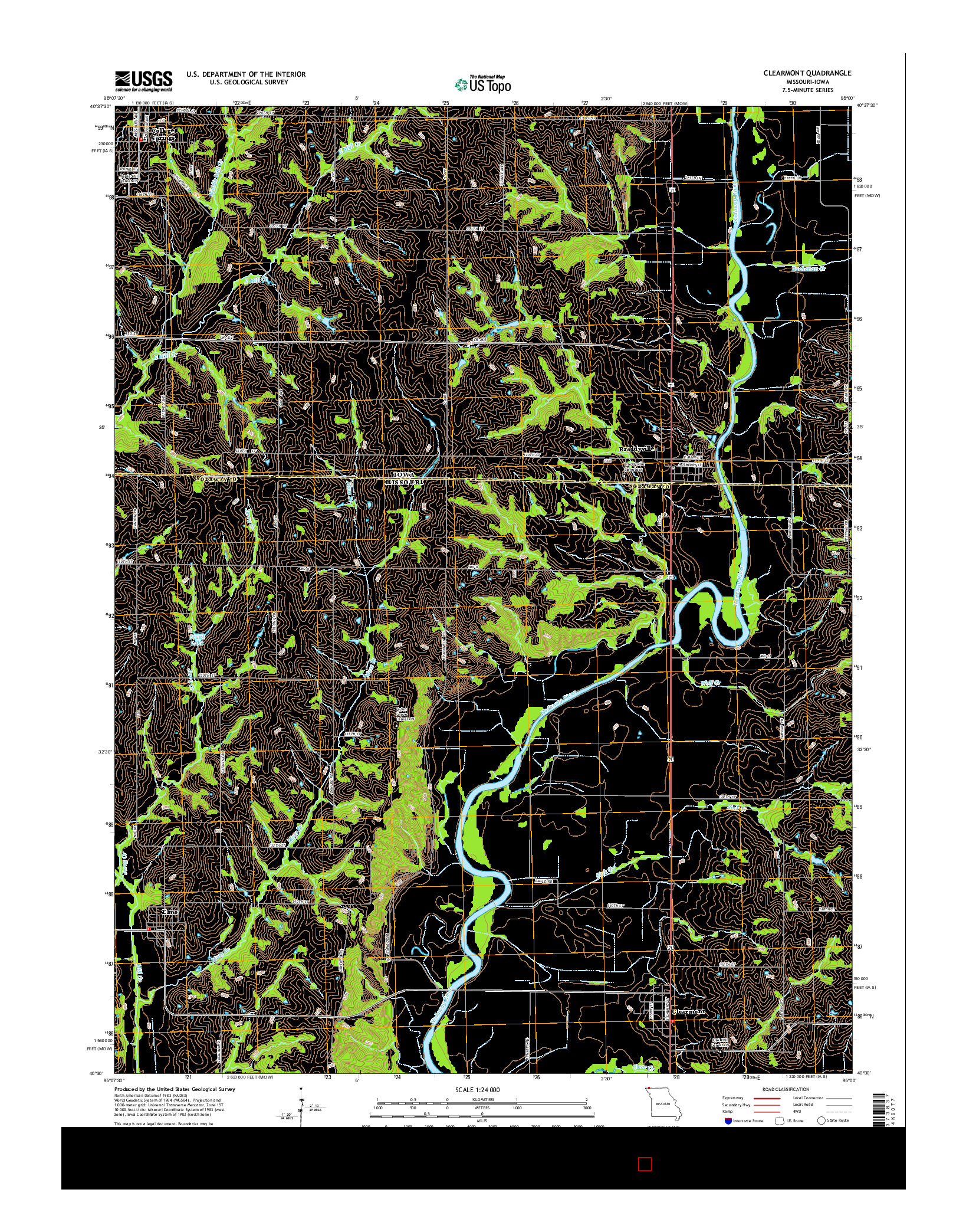 USGS US TOPO 7.5-MINUTE MAP FOR CLEARMONT, MO-IA 2015