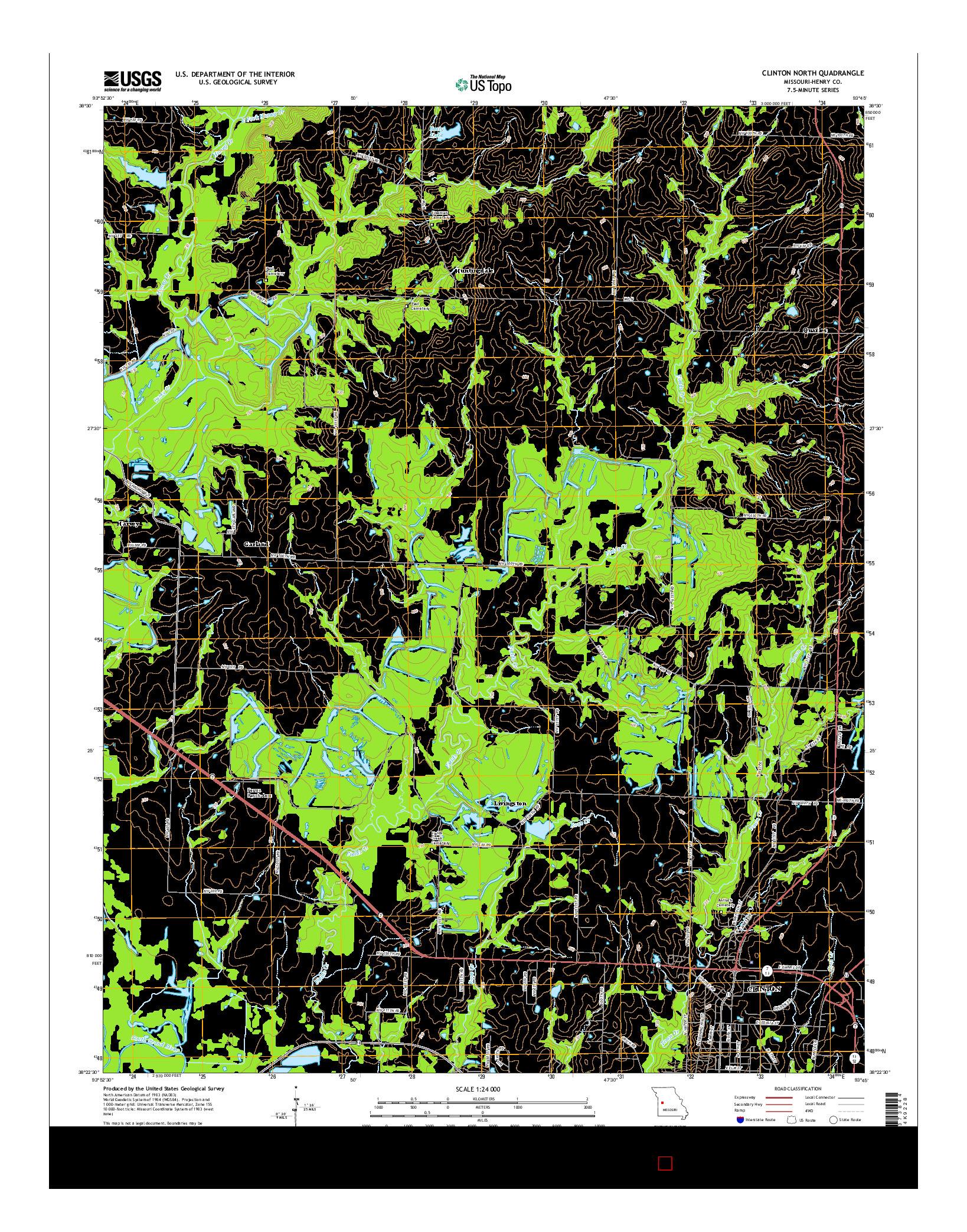 USGS US TOPO 7.5-MINUTE MAP FOR CLINTON NORTH, MO 2015