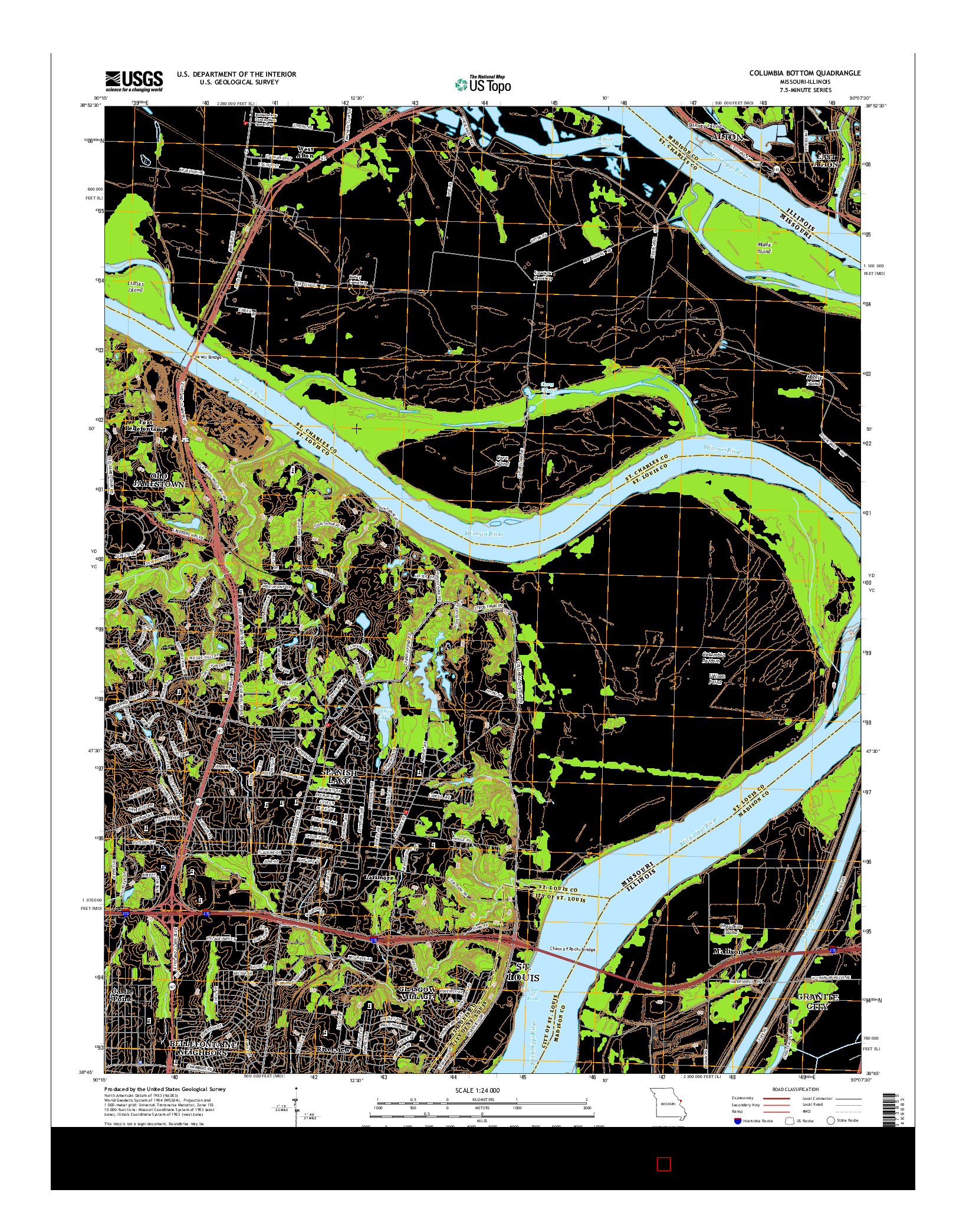 USGS US TOPO 7.5-MINUTE MAP FOR COLUMBIA BOTTOM, MO-IL 2015