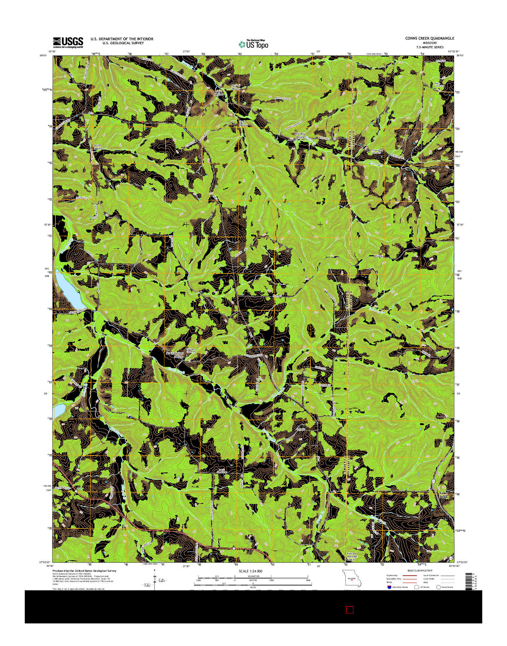 USGS US TOPO 7.5-MINUTE MAP FOR CONNS CREEK, MO 2015