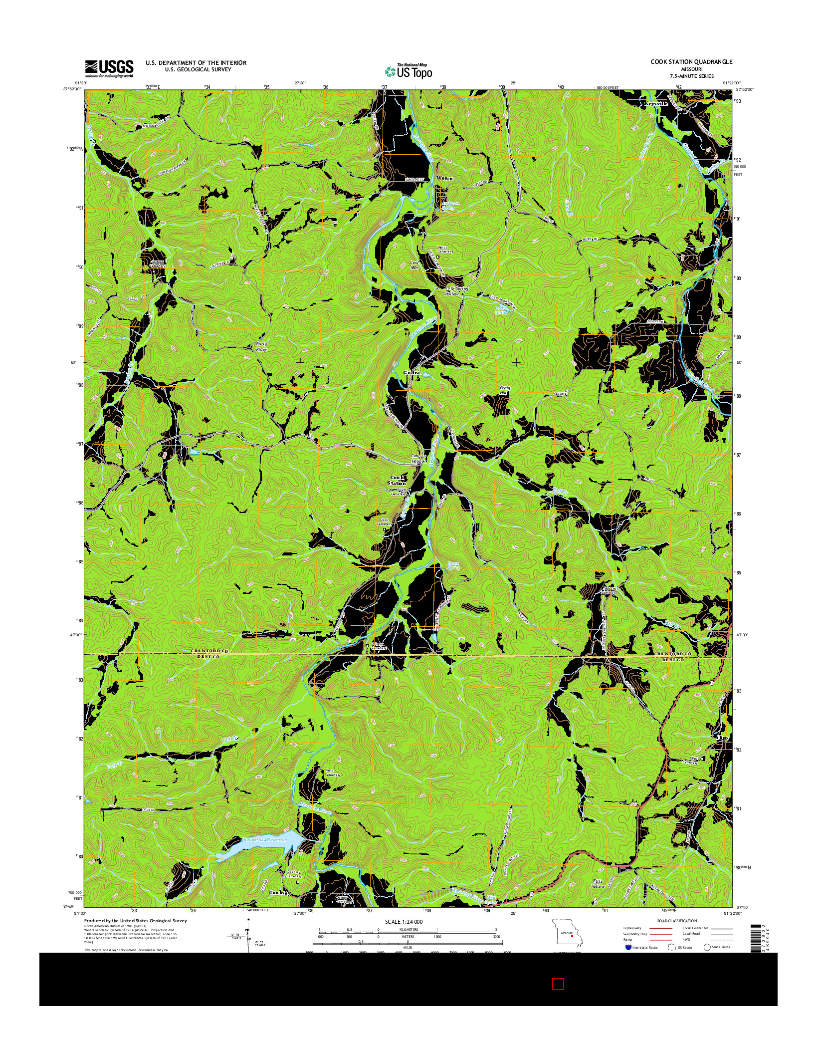 USGS US TOPO 7.5-MINUTE MAP FOR COOK STATION, MO 2015