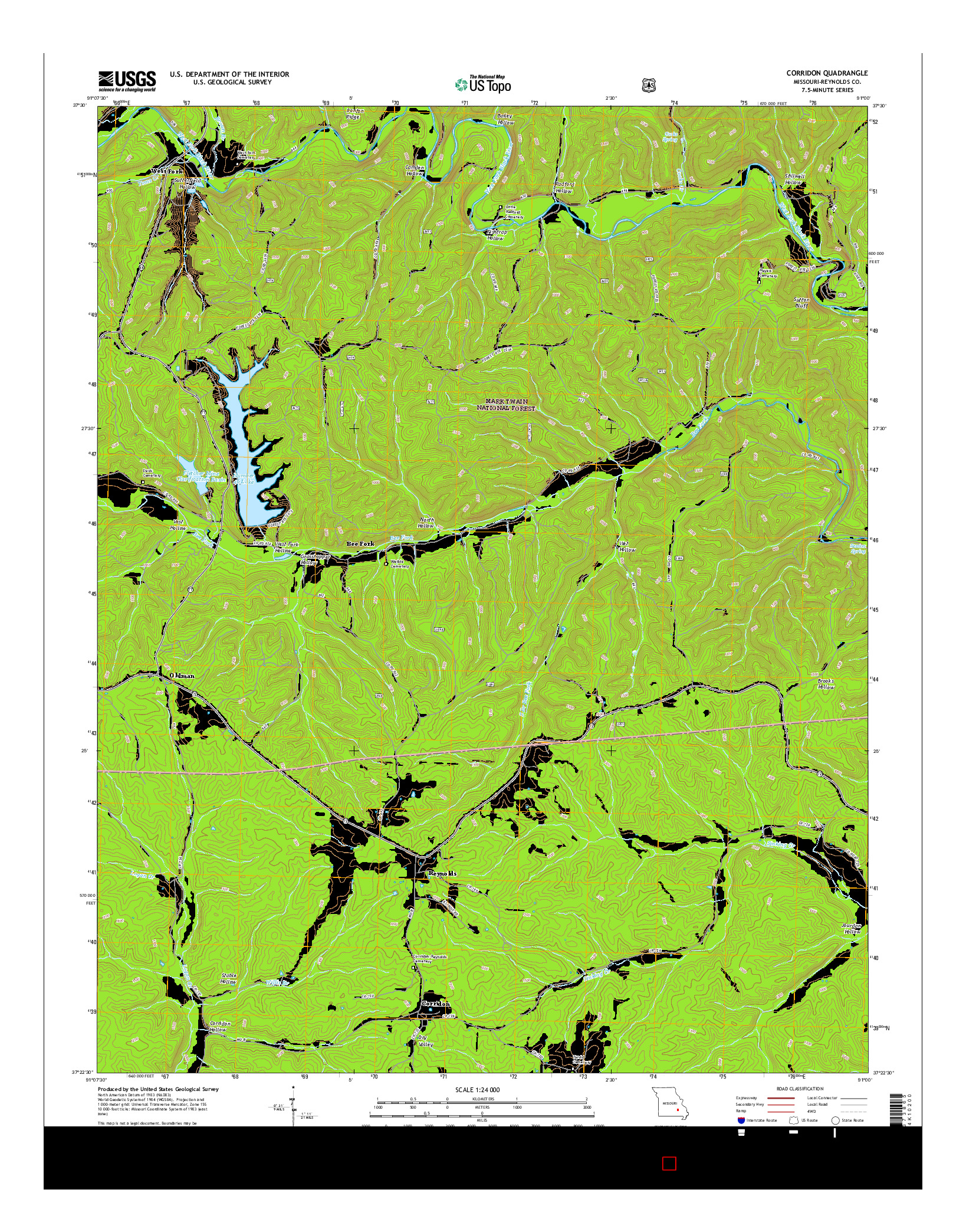 USGS US TOPO 7.5-MINUTE MAP FOR CORRIDON, MO 2015