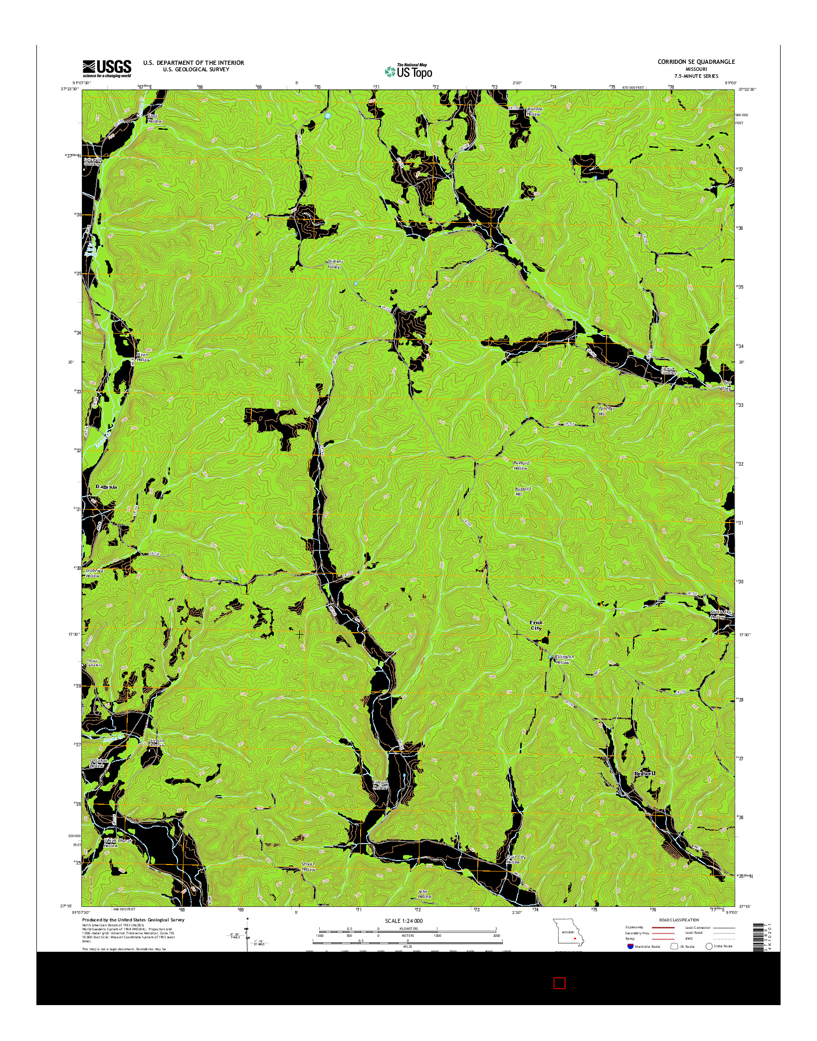 USGS US TOPO 7.5-MINUTE MAP FOR CORRIDON SE, MO 2015
