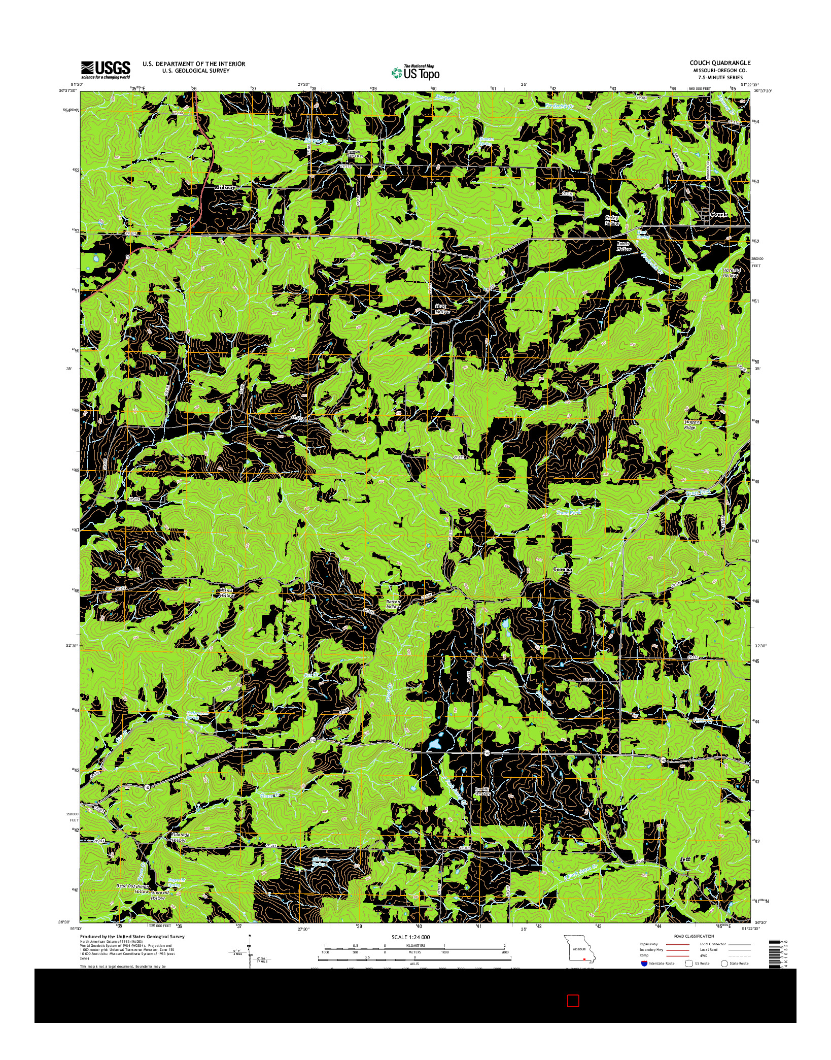 USGS US TOPO 7.5-MINUTE MAP FOR COUCH, MO 2015