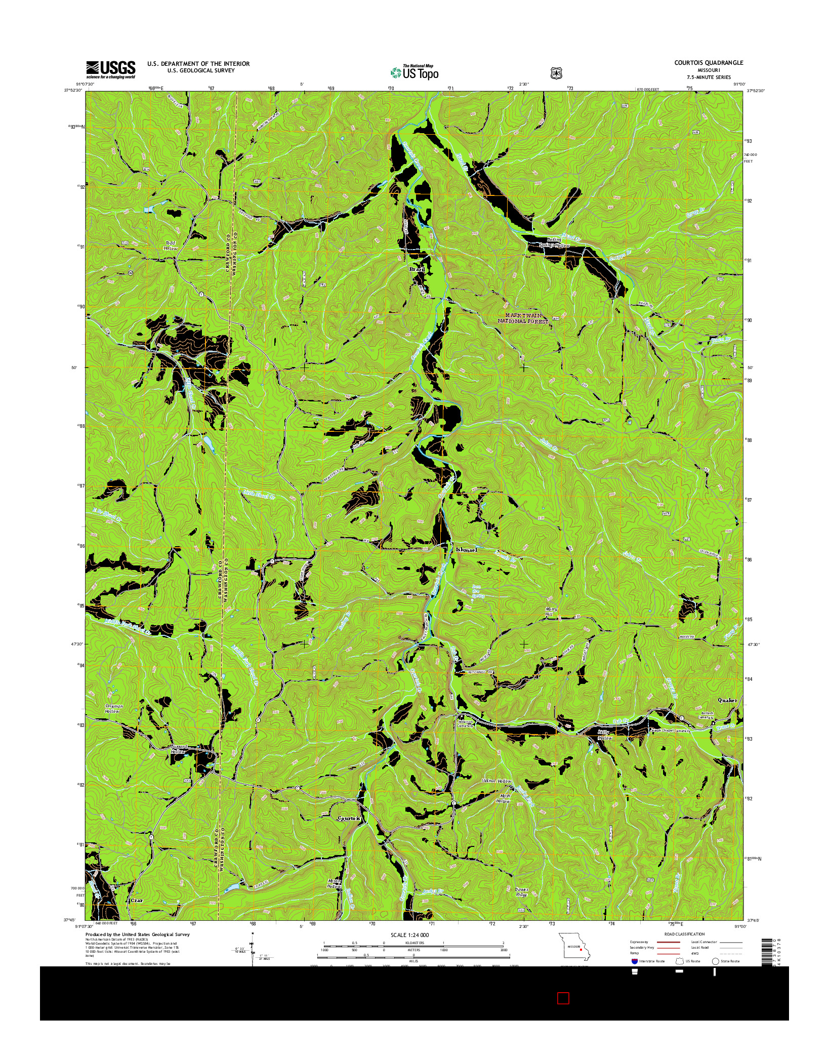 USGS US TOPO 7.5-MINUTE MAP FOR COURTOIS, MO 2015