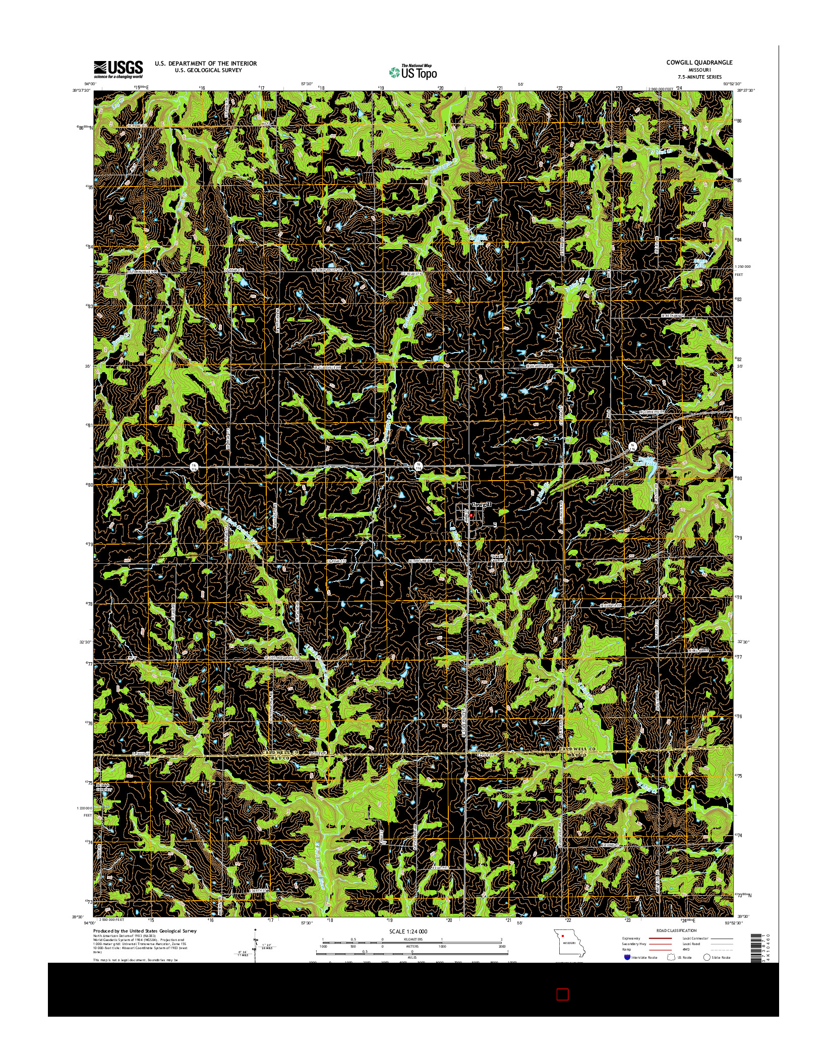 USGS US TOPO 7.5-MINUTE MAP FOR COWGILL, MO 2015