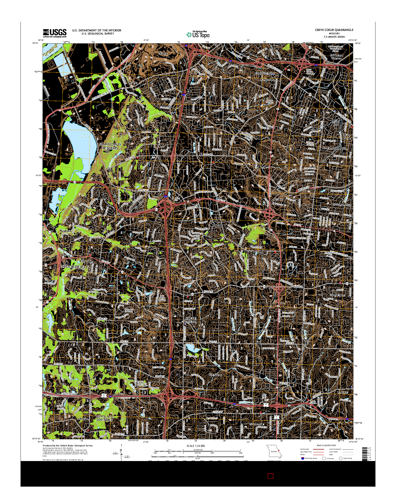 USGS US TOPO 7.5-MINUTE MAP FOR CREVE COEUR, MO 2015