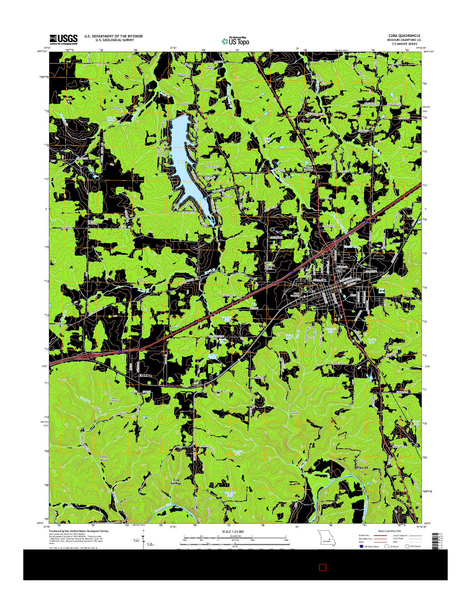 USGS US TOPO 7.5-MINUTE MAP FOR CUBA, MO 2015