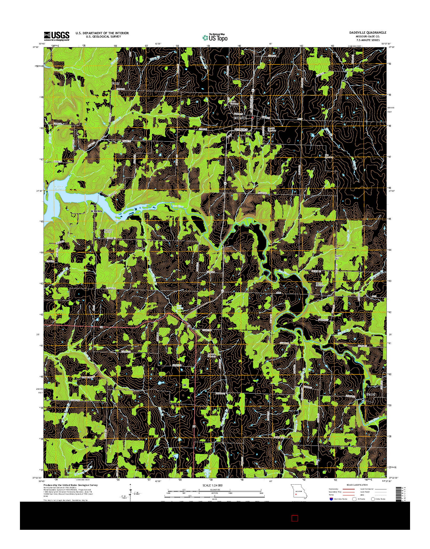 USGS US TOPO 7.5-MINUTE MAP FOR DADEVILLE, MO 2015