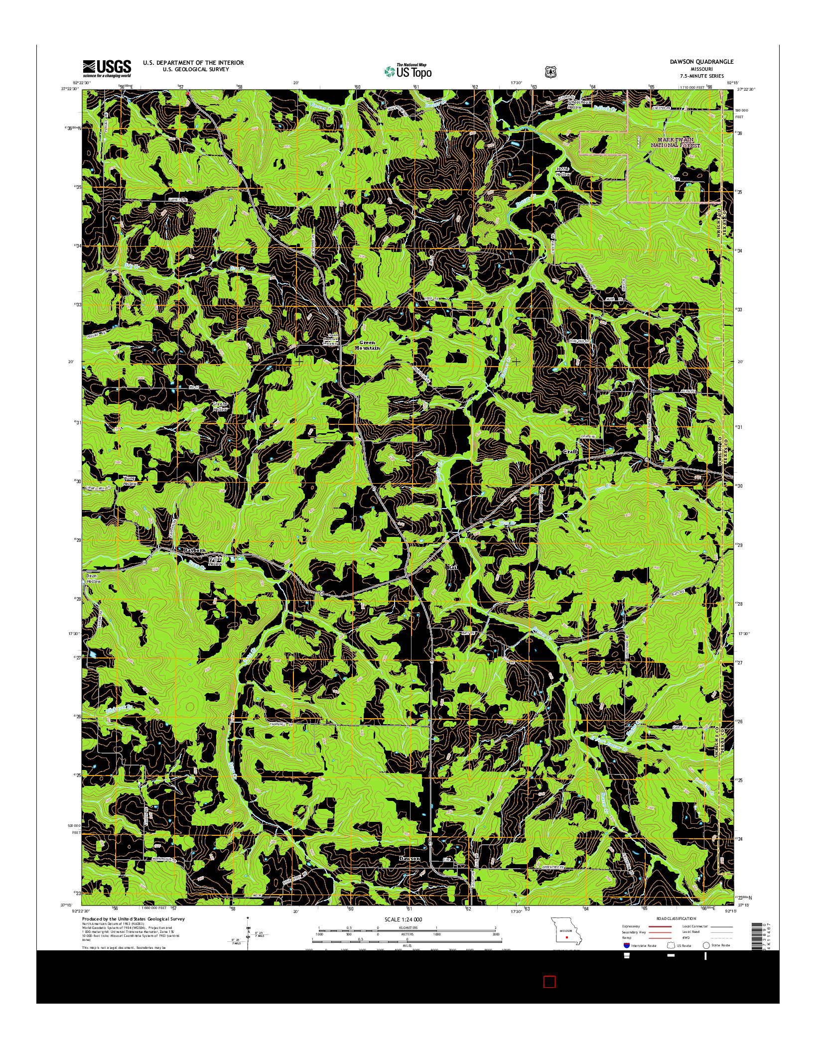 USGS US TOPO 7.5-MINUTE MAP FOR DAWSON, MO 2015