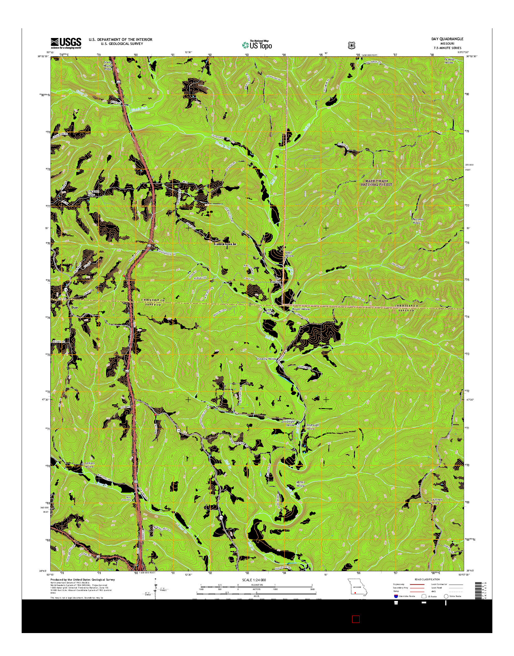 USGS US TOPO 7.5-MINUTE MAP FOR DAY, MO 2015