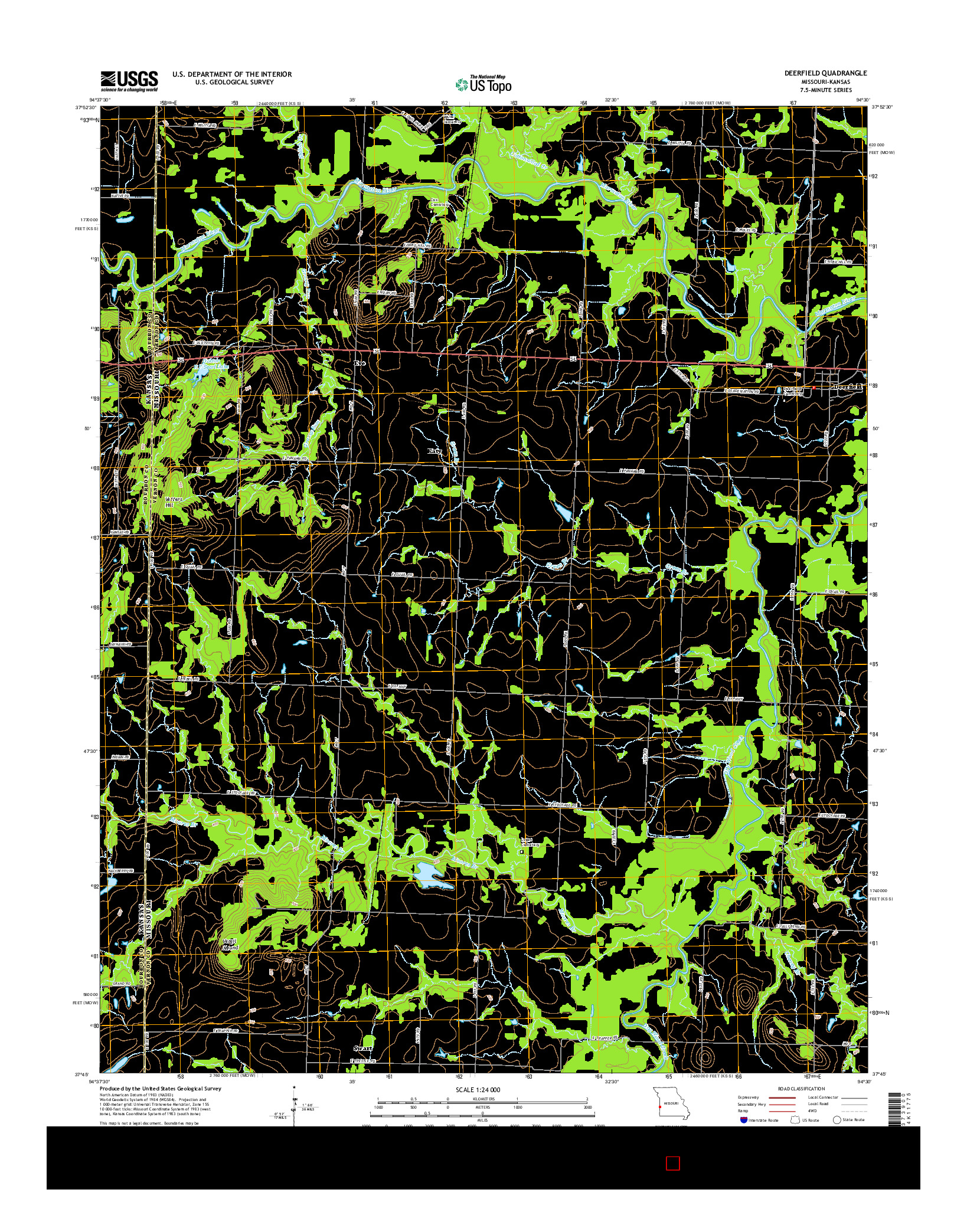 USGS US TOPO 7.5-MINUTE MAP FOR DEERFIELD, MO-KS 2015