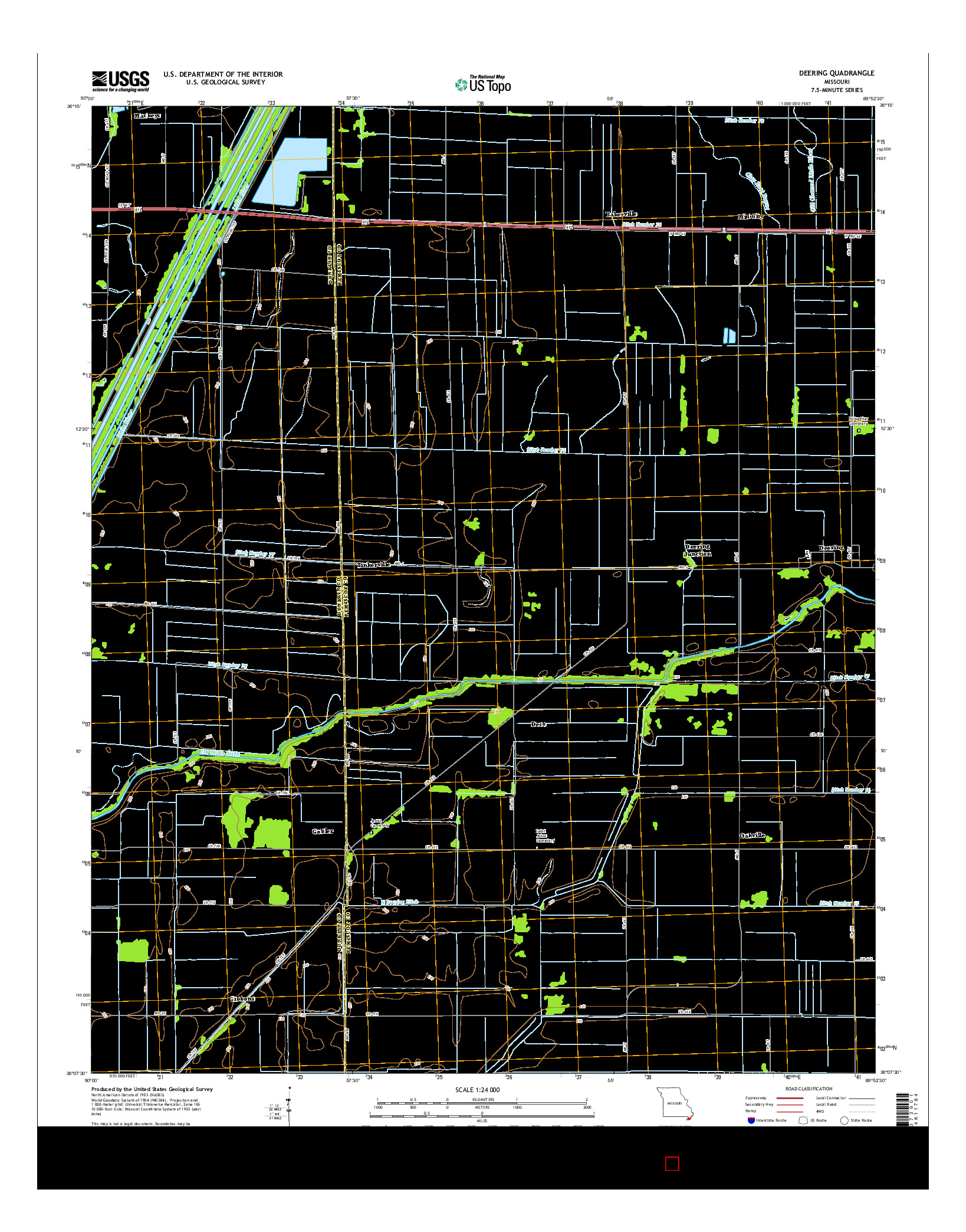 USGS US TOPO 7.5-MINUTE MAP FOR DEERING, MO 2015