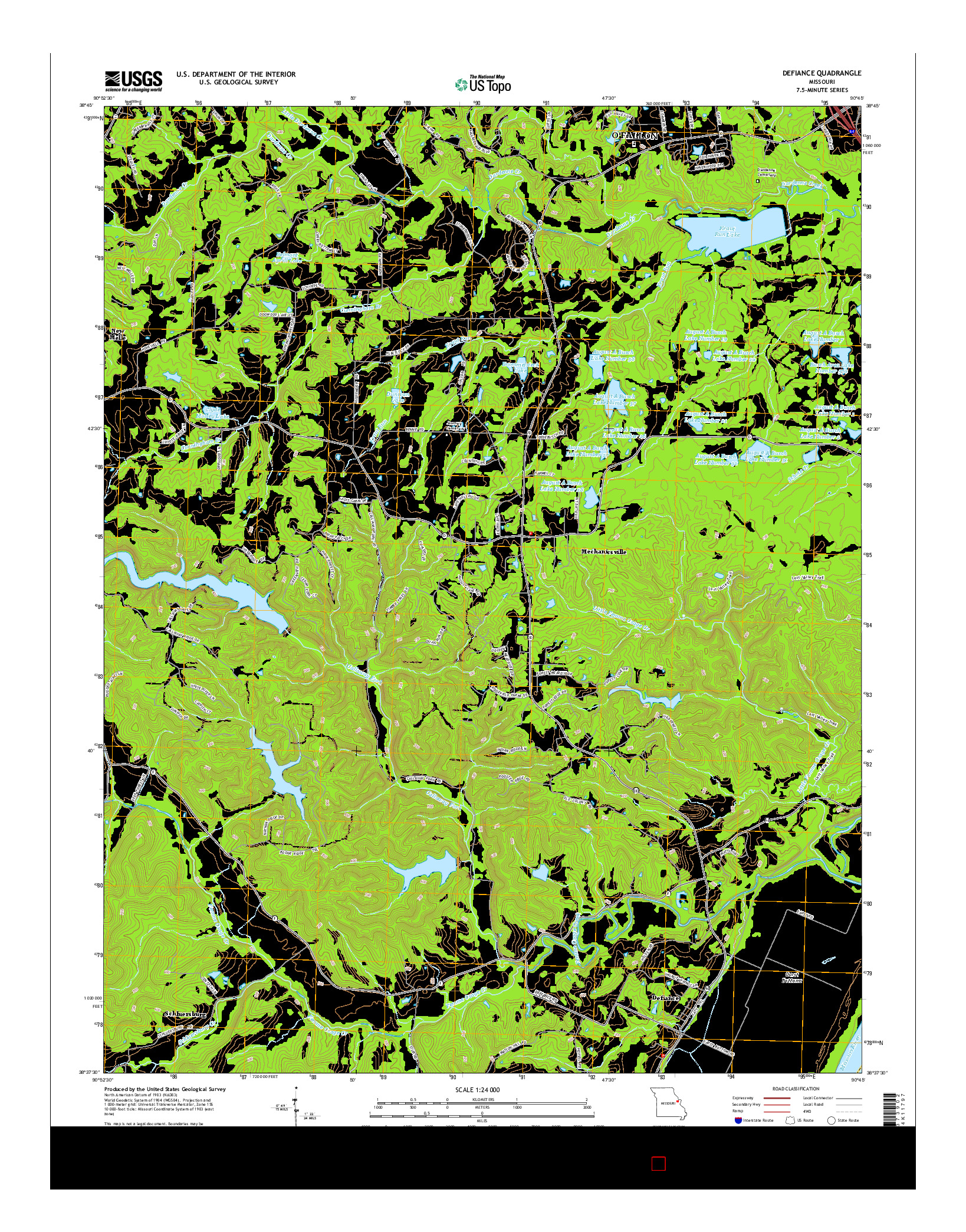 USGS US TOPO 7.5-MINUTE MAP FOR DEFIANCE, MO 2015