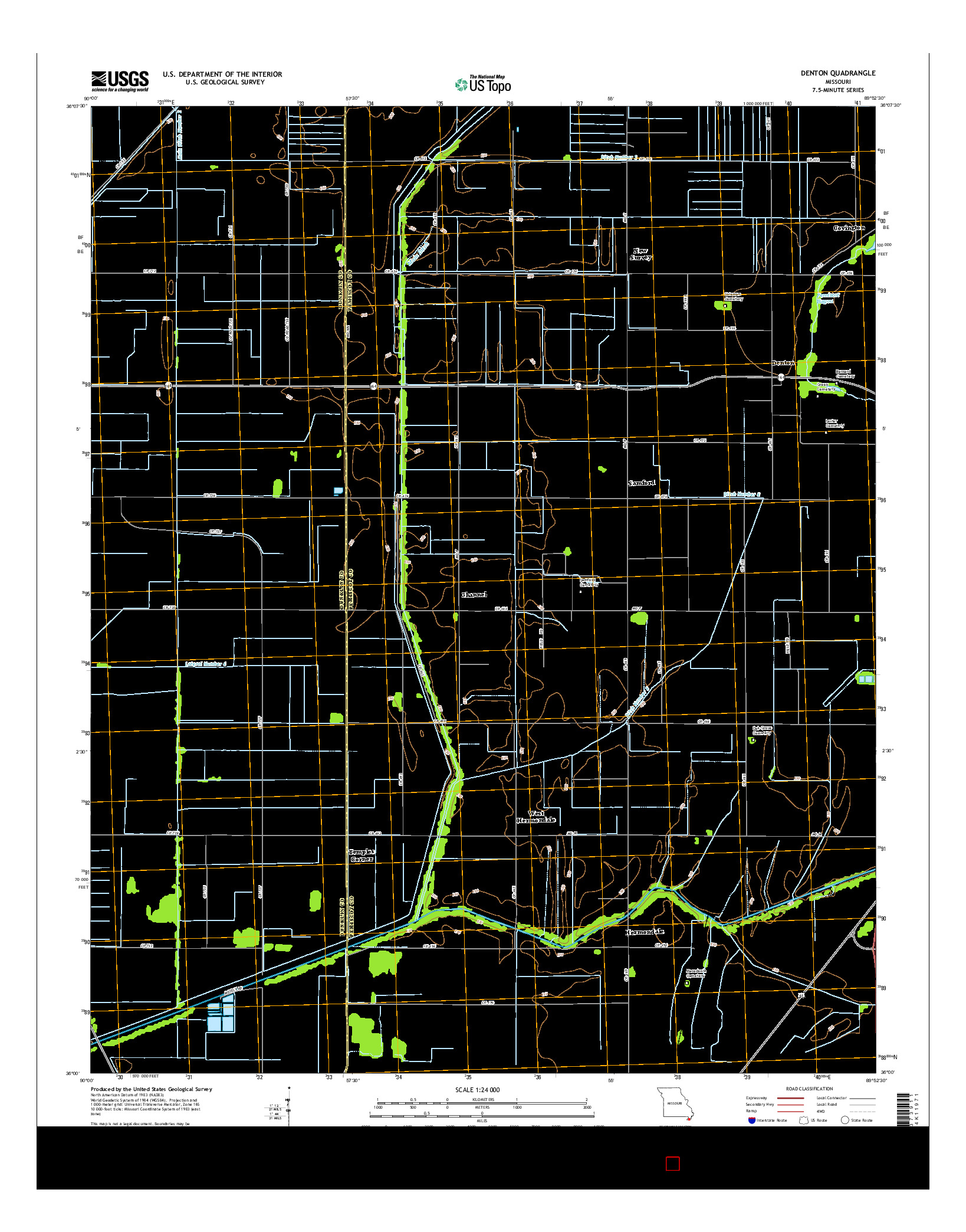 USGS US TOPO 7.5-MINUTE MAP FOR DENTON, MO 2015