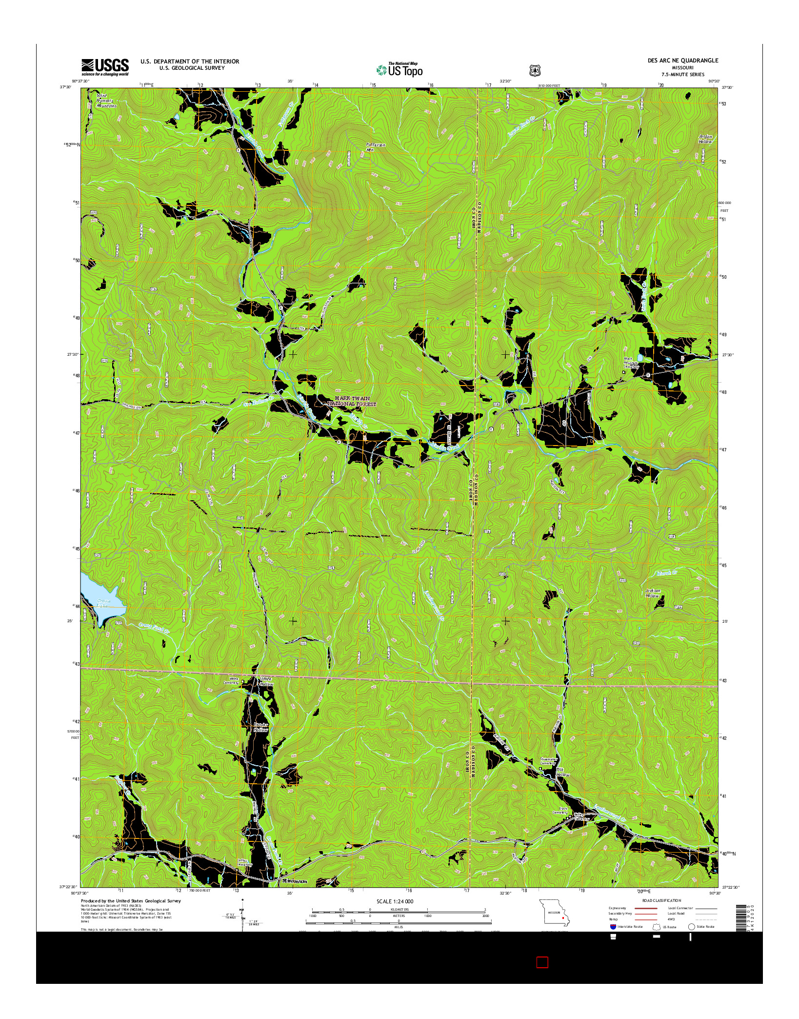 USGS US TOPO 7.5-MINUTE MAP FOR DES ARC NE, MO 2015