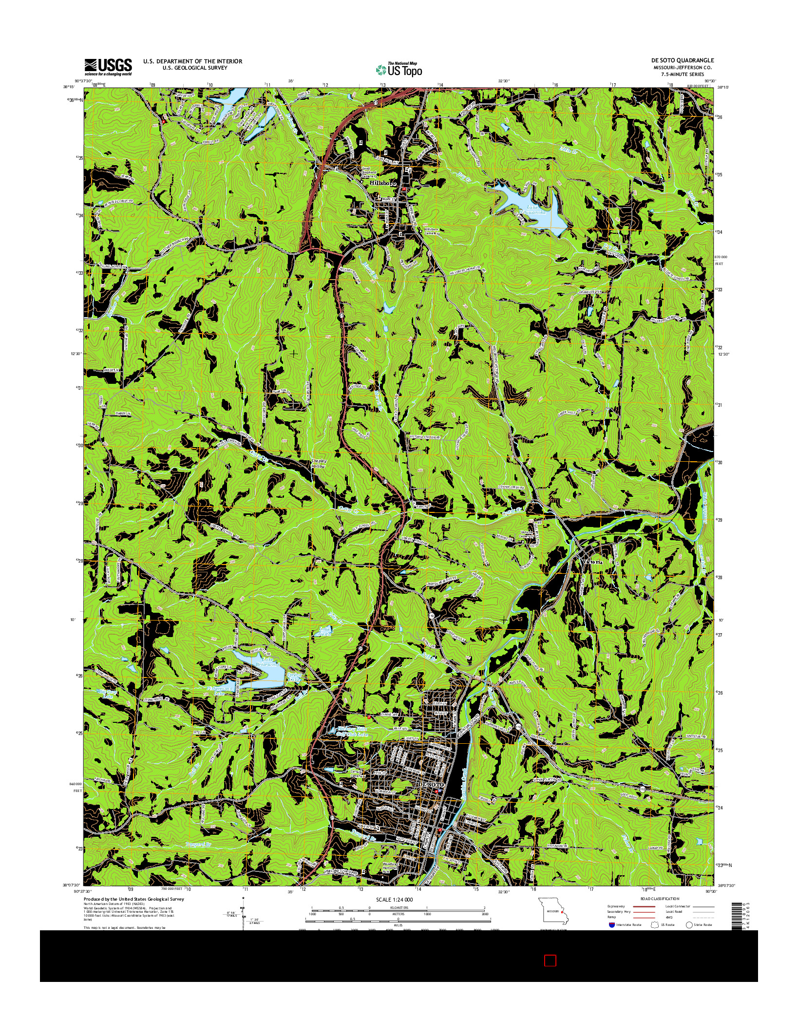 USGS US TOPO 7.5-MINUTE MAP FOR DE SOTO, MO 2015